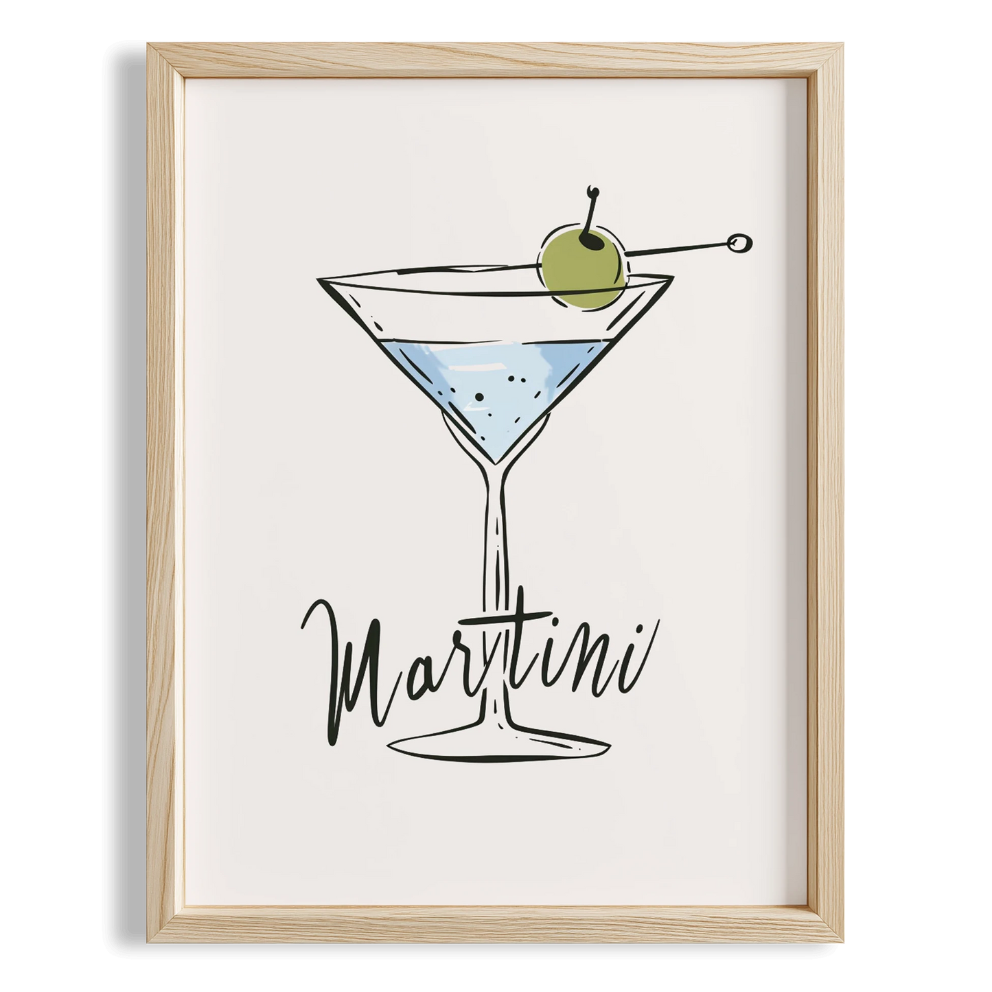 Martini Tipografik Minimal Mutfak Duvar Tablosu
