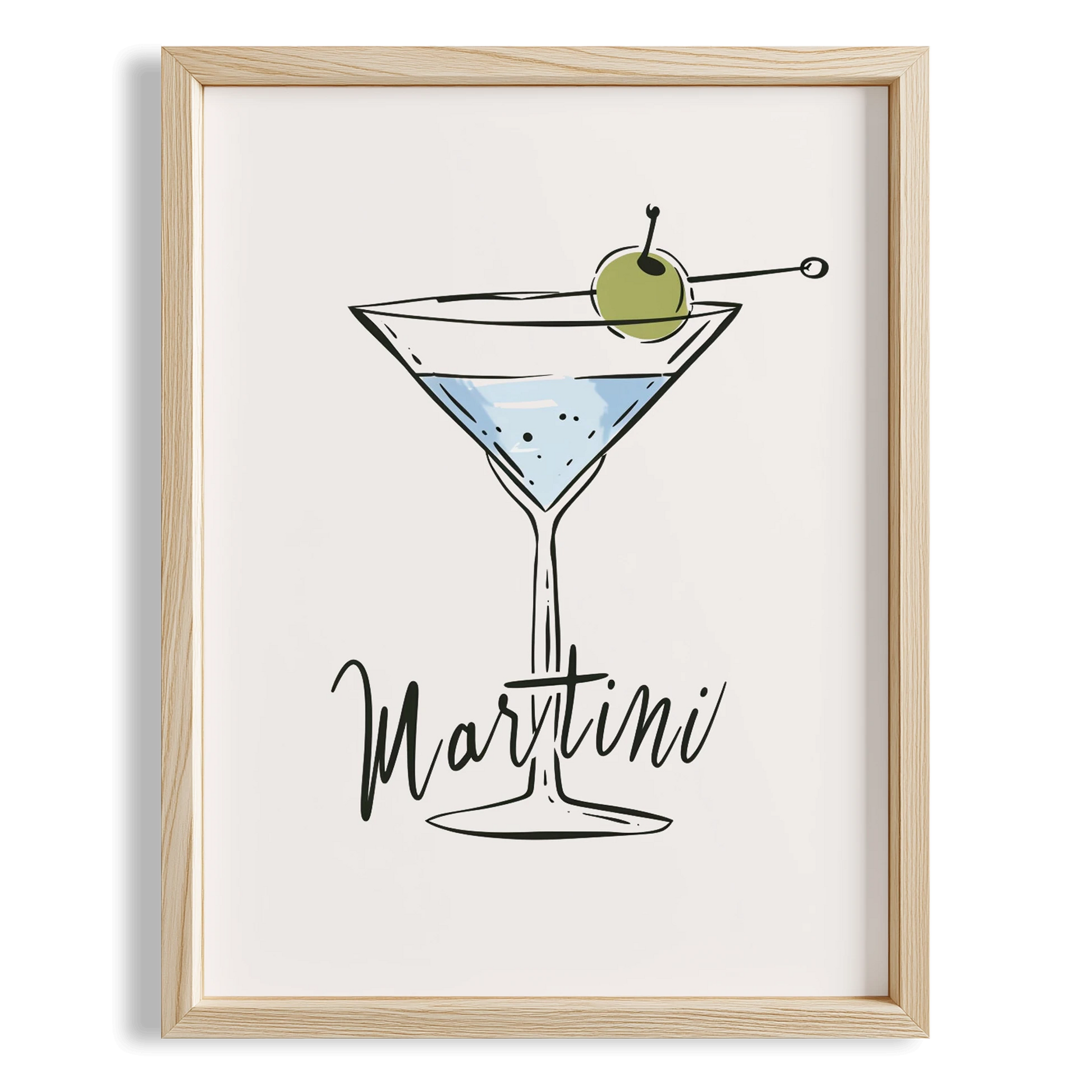 Martini Tipografik Minimal Mutfak Duvar Tablosu