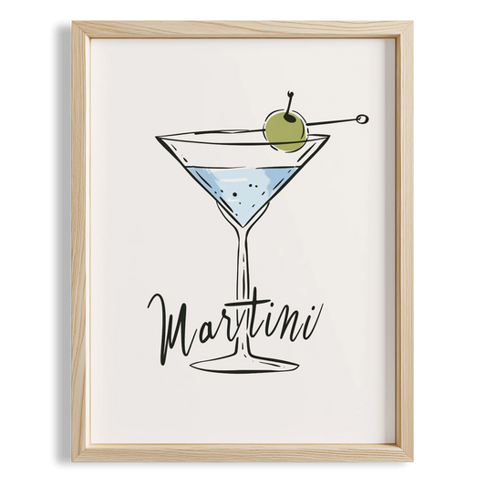 Martini Tipografik Minimal Mutfak Duvar Tablosu