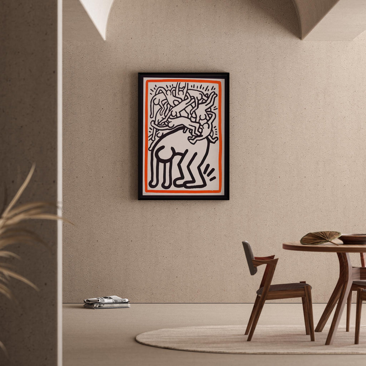 Dans Eden Figür - Keith Haring Ahşap Duvar Tablosu