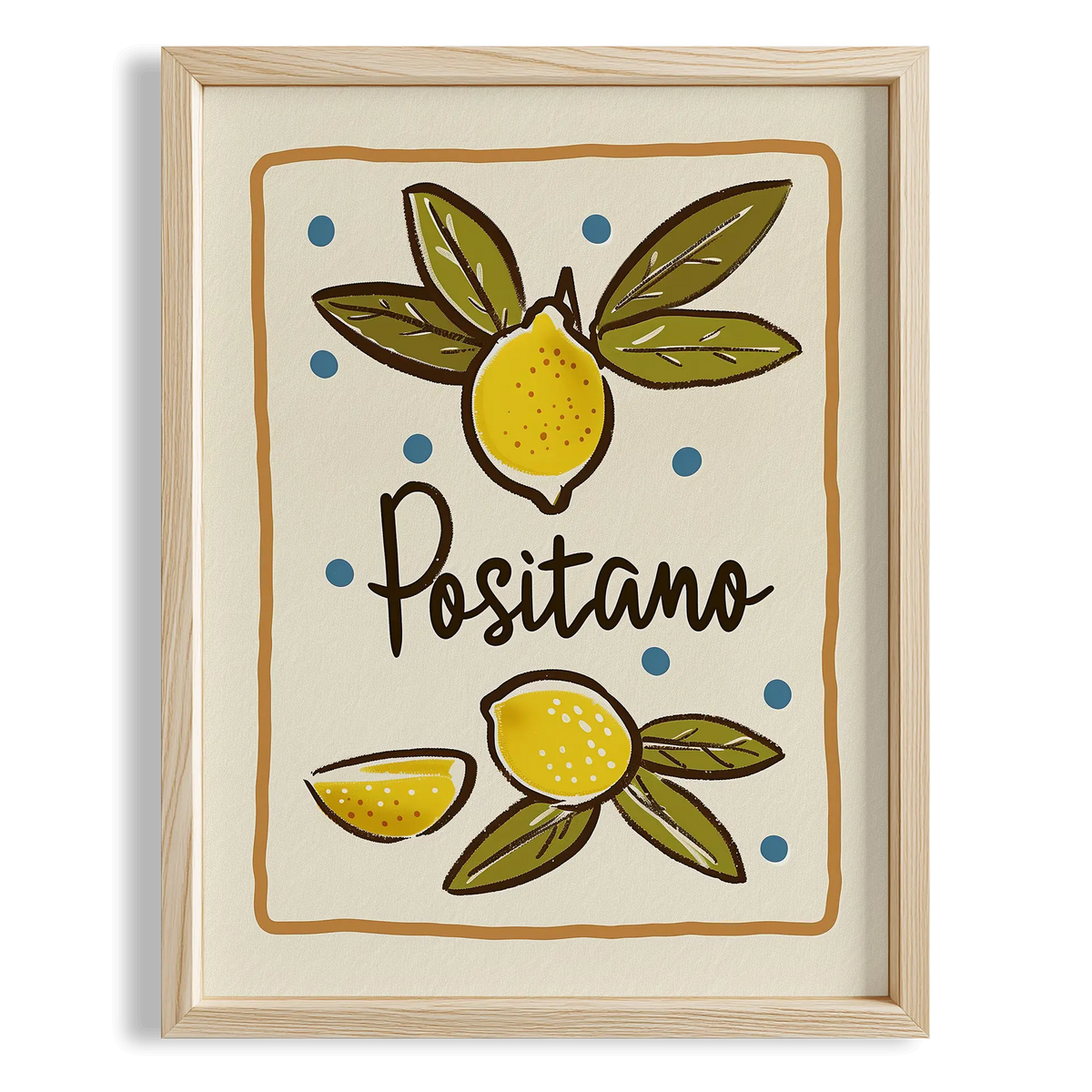Amalfi & Positano Limonlar İtalyanca Tipografi Mutfak Duvar Tablosu III