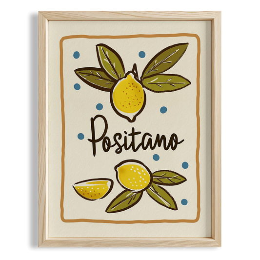 Amalfi & Positano Limonlar İtalyanca Tipografi Mutfak Duvar Tablosu III