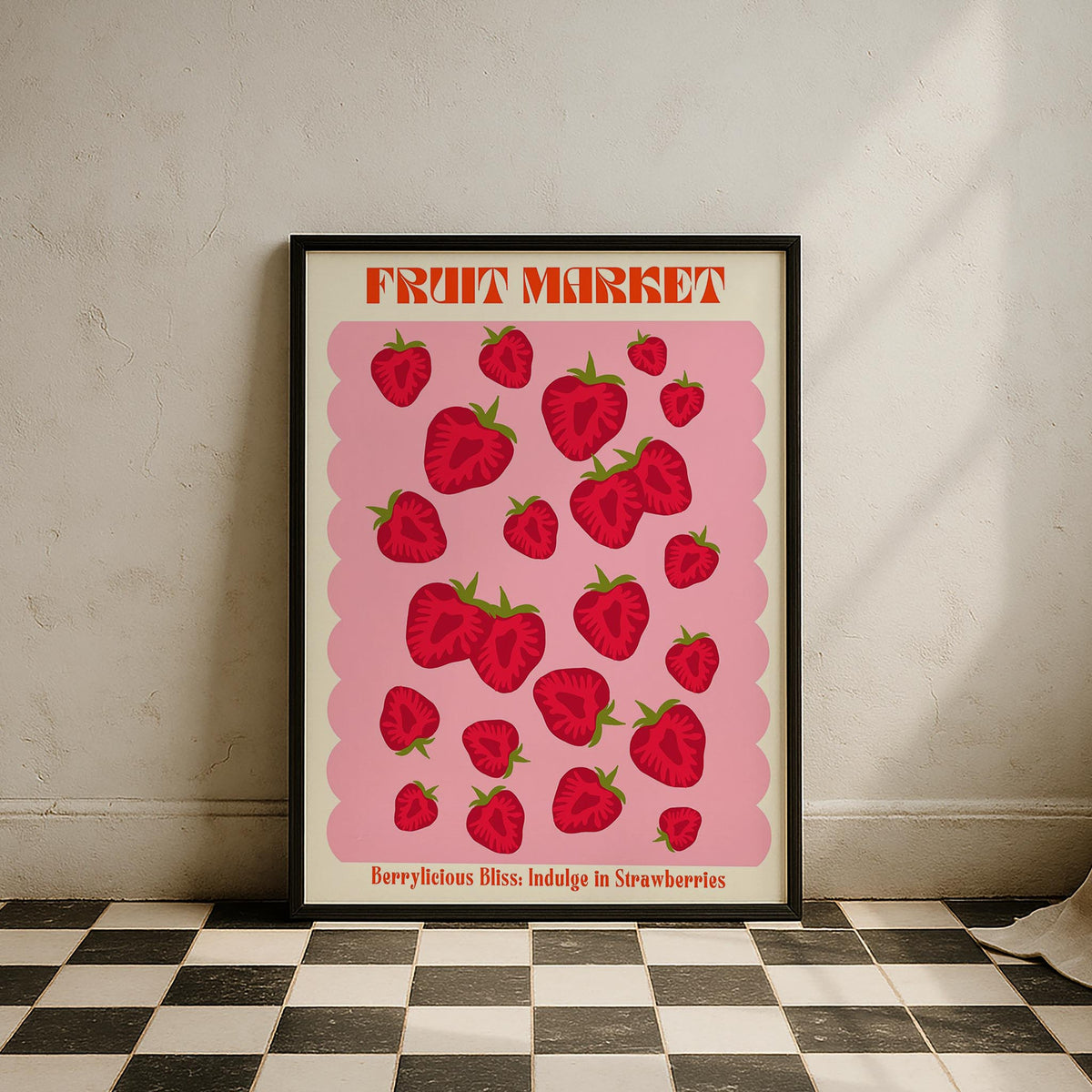 Çilekler Fruits Market I Meyveler Mutfak Duvar Tablosu