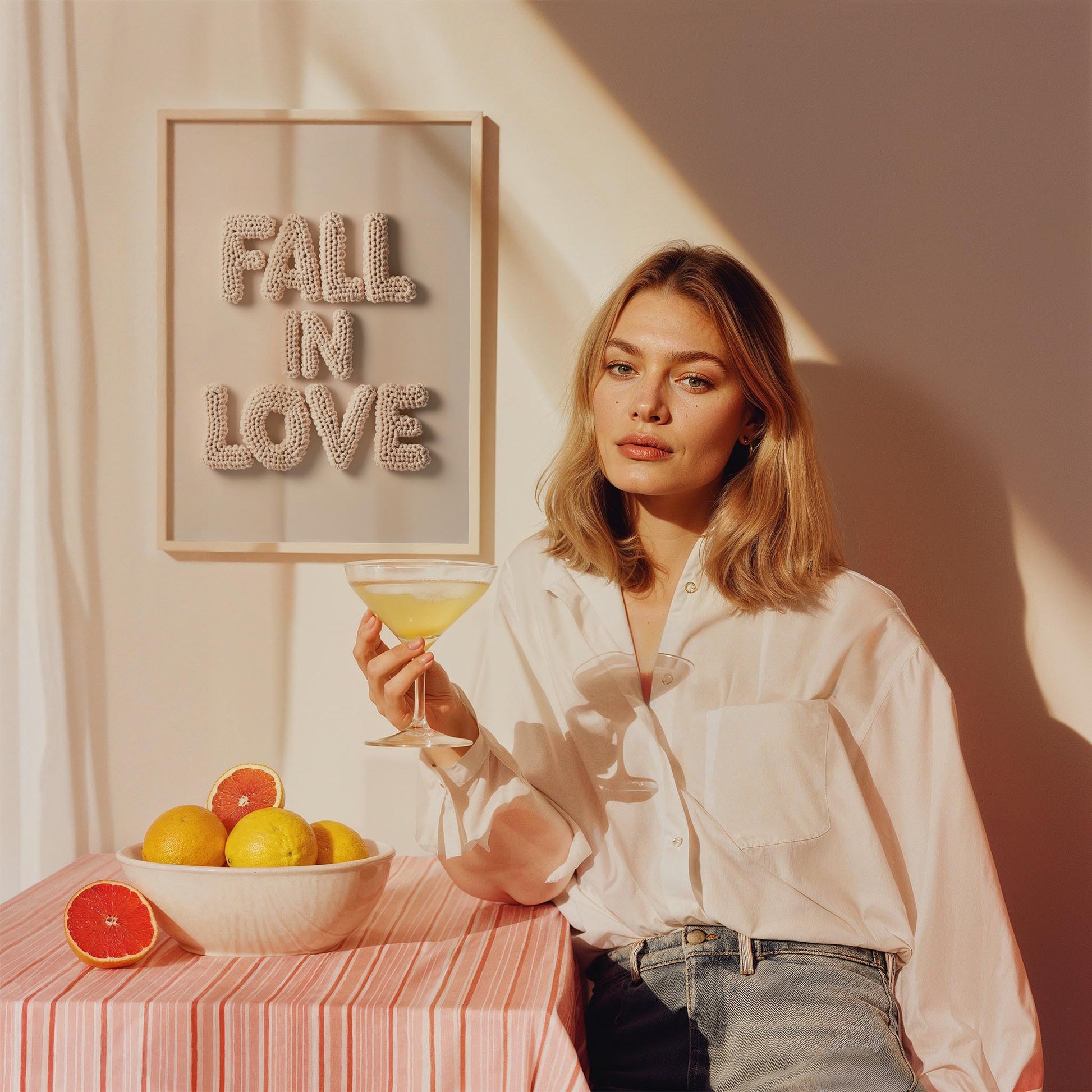 Fall in Love Tipografi Maximalist - Duvar Tablosu