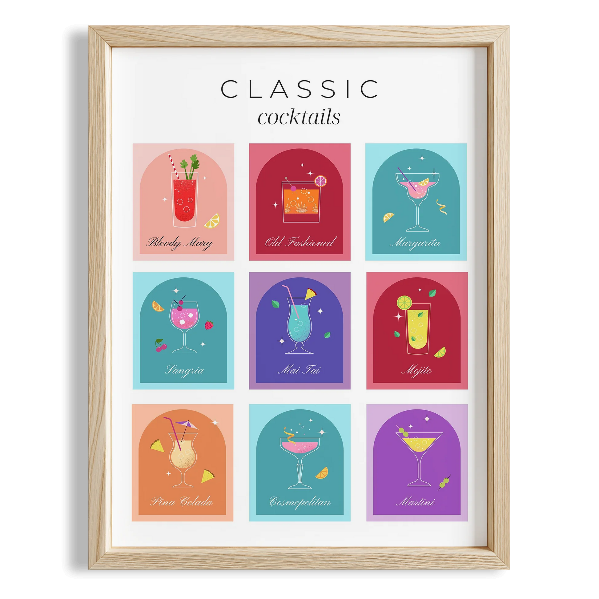 Classic Cocktails İllüstrasyon Mutfak Duvar Tablosu