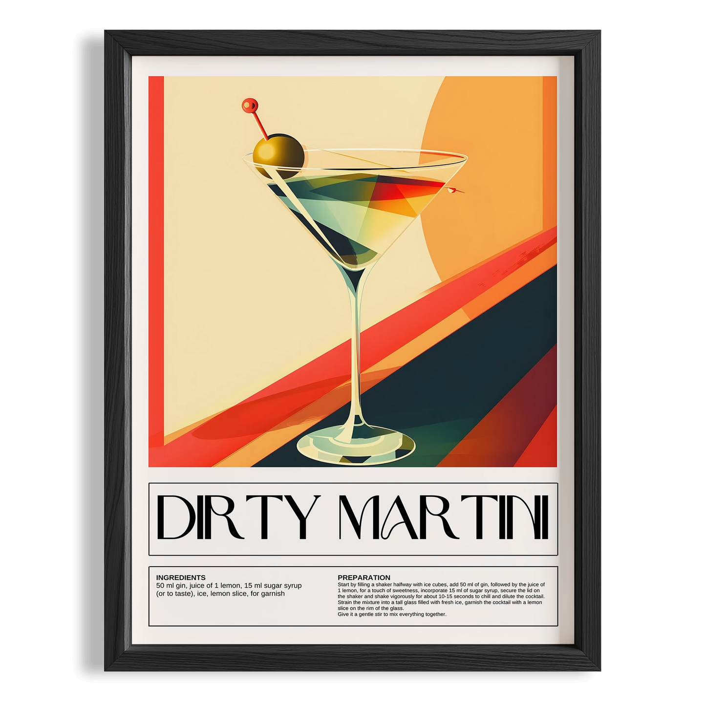 Dirty Martini Kokteyl Tarifi Mutfak Duvar Tablosu