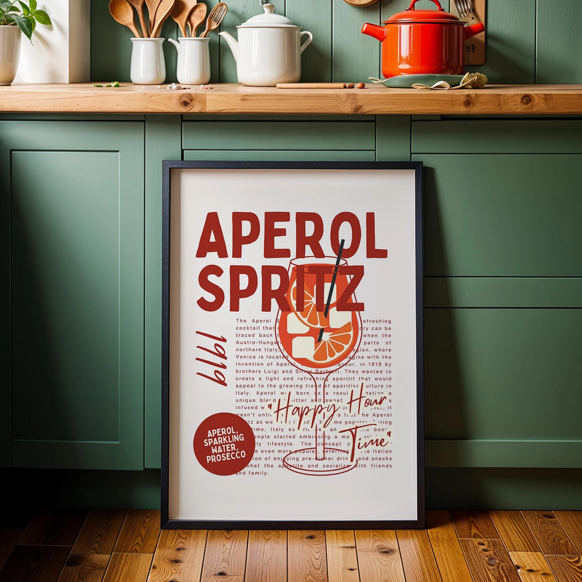 Aperol Spritz Tipografik Retro Mutfak Duvar Tablosu