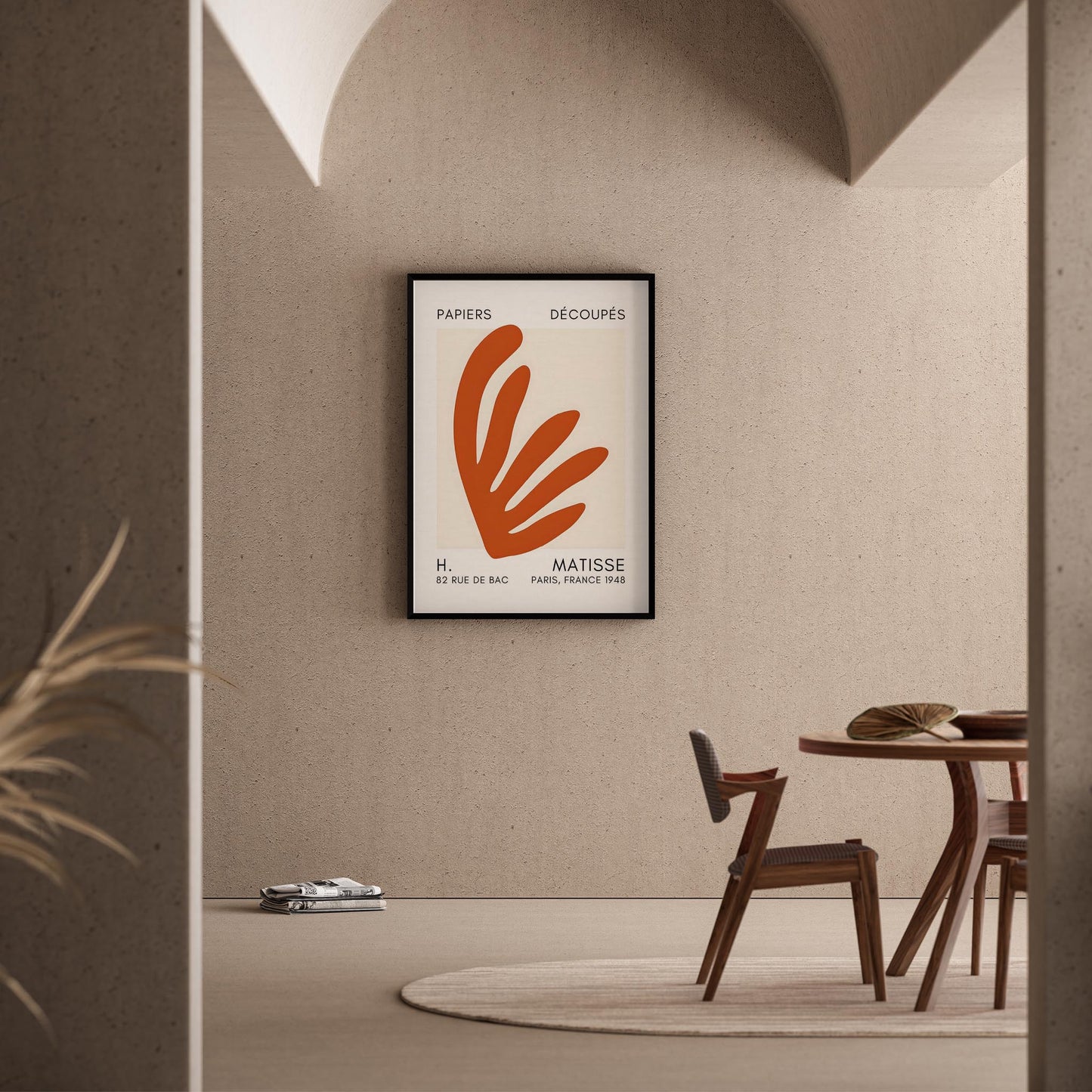 Matisse Kağıt Kesimleri Serisi Terracotta Soyut Yaprak I Duvar Tablosu