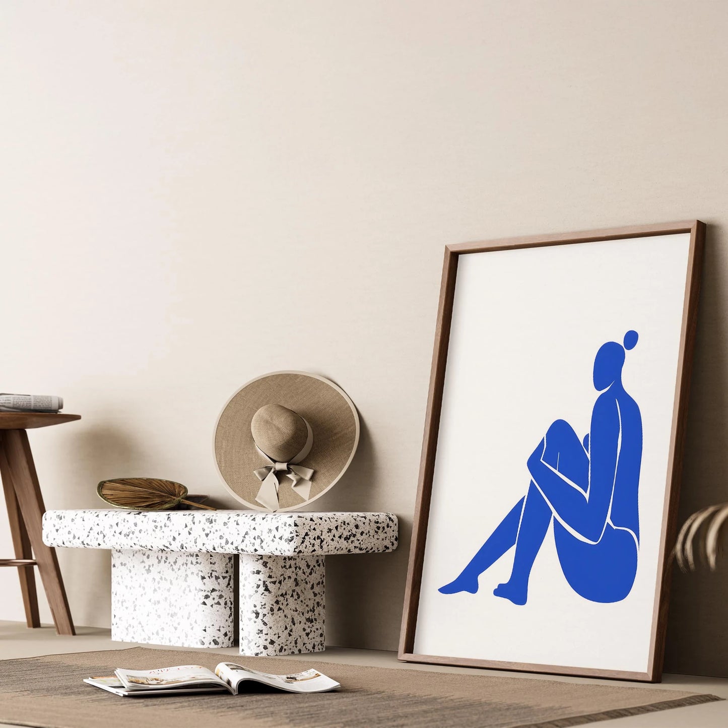 Matisse Kağıt Kesimleri Serisi Kobalt Mavi Minimalist Kadın Figürü I Duvar Tablosu