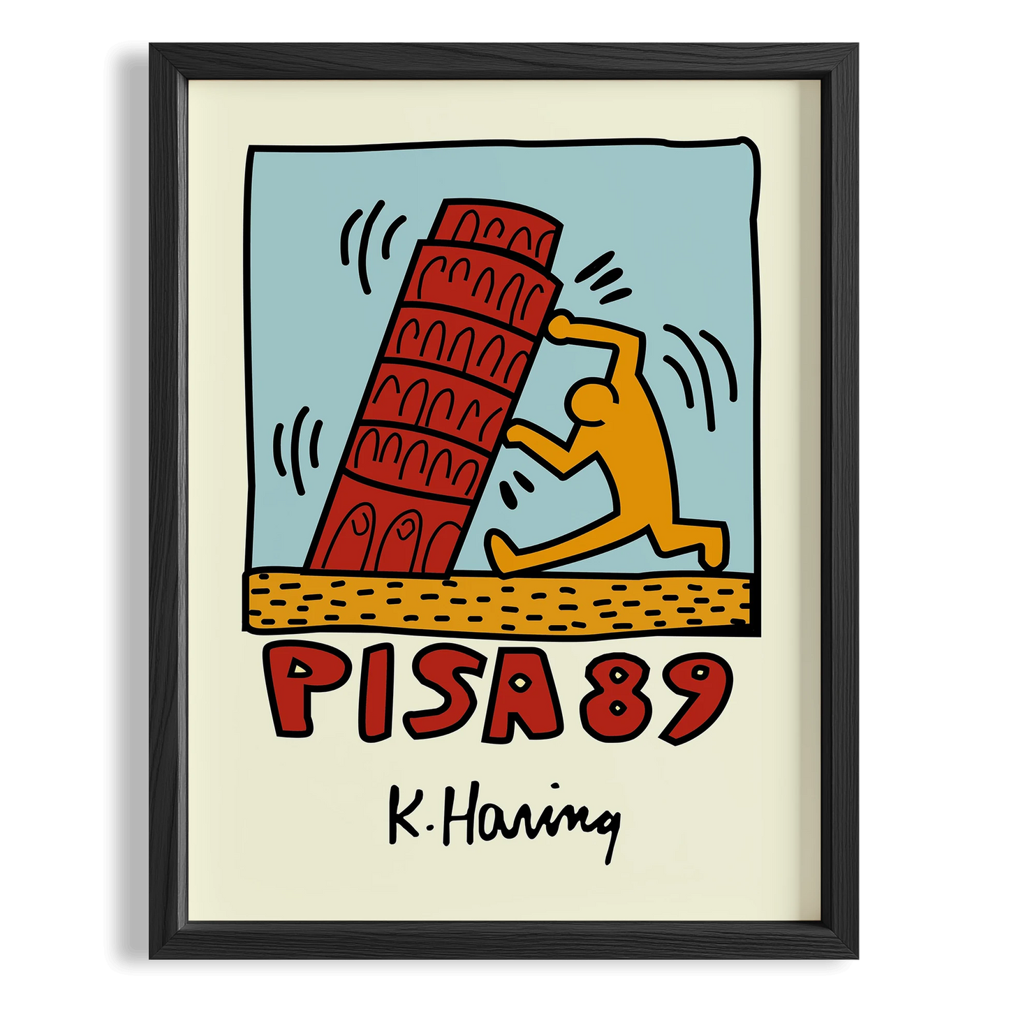 Pisa Kulesi - Keith Haring Ahşap Duvar Tablosu