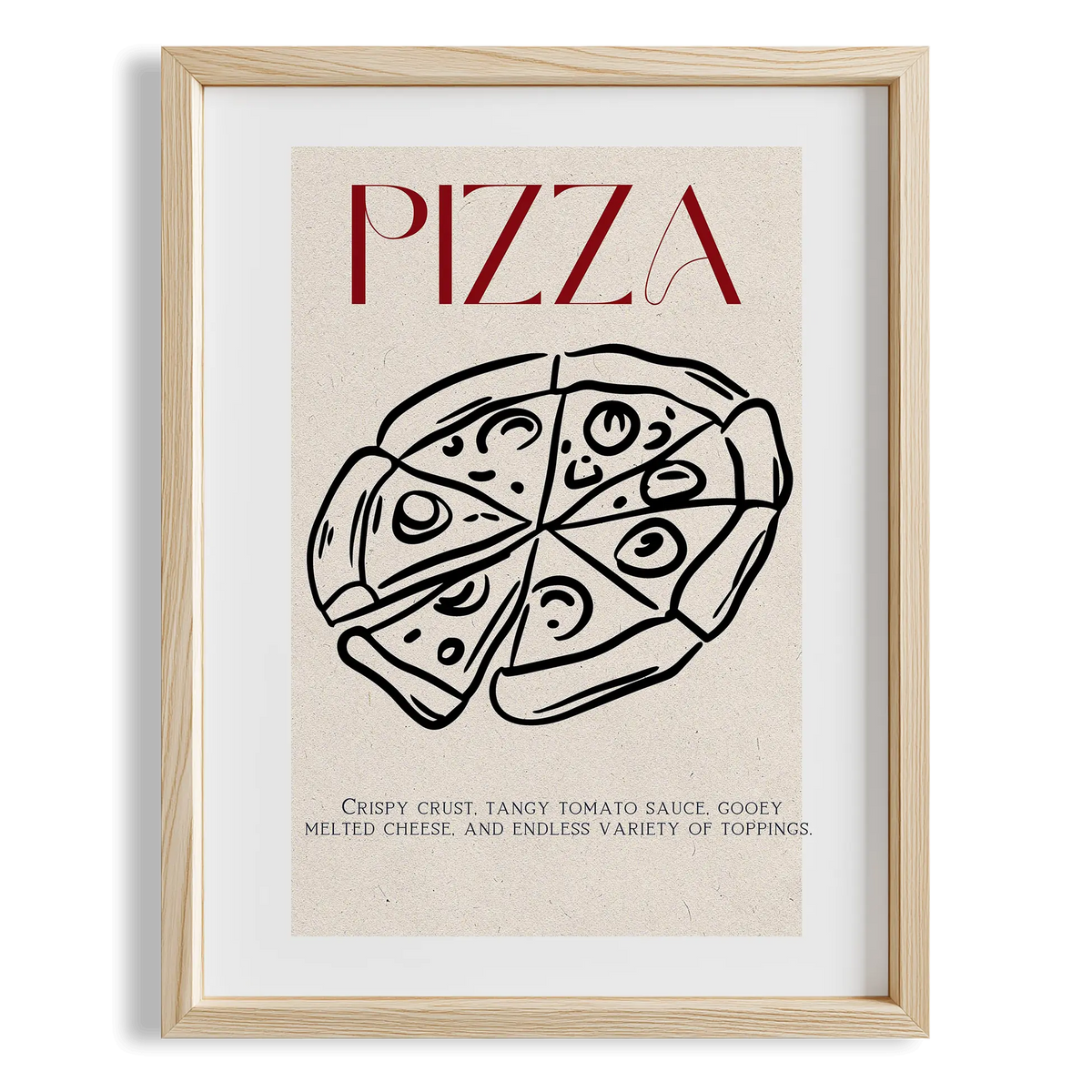 Pizza Çizim Akdeniz İtalya Koleksiyonu Mutfak Duvar Tablosu
