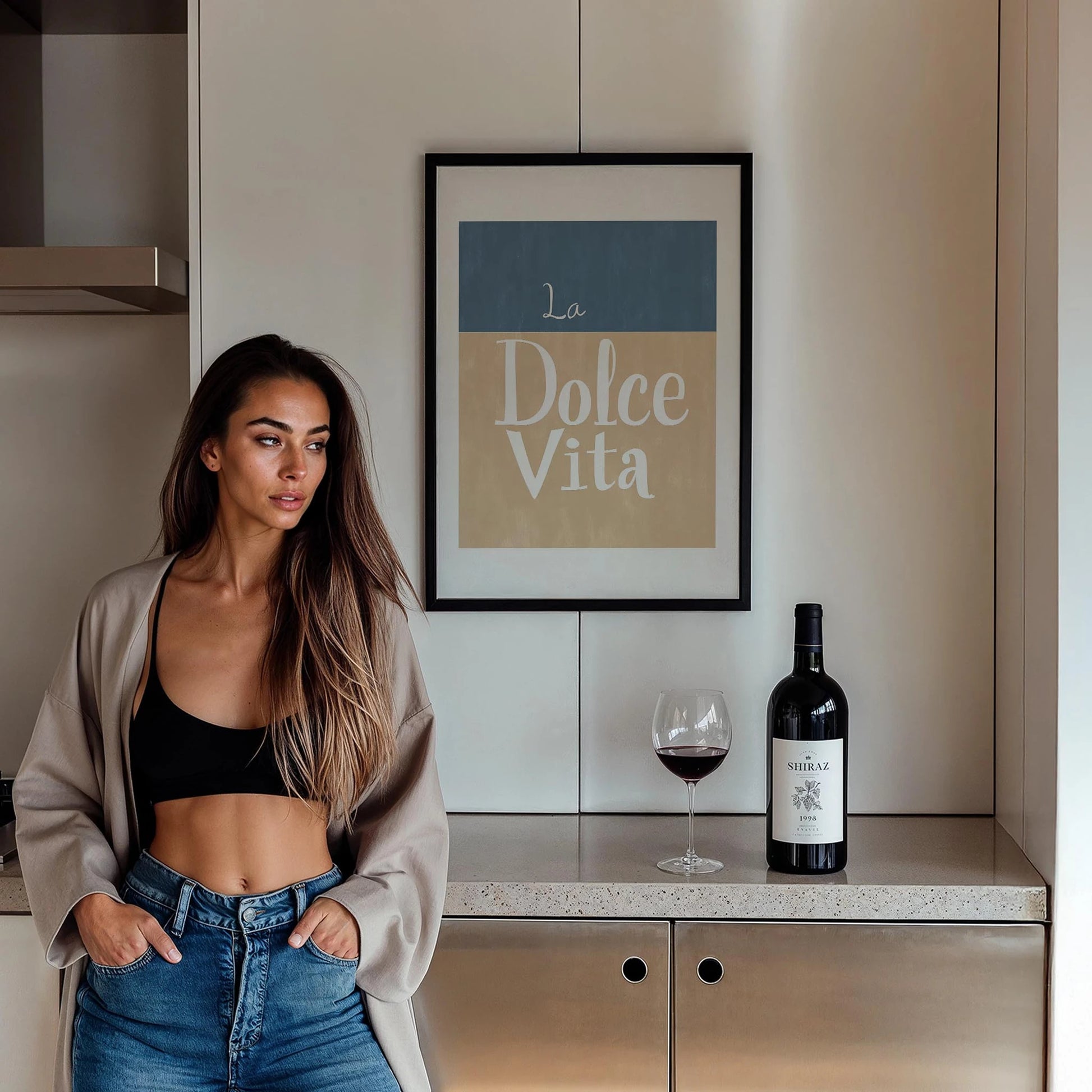 La Dolce Vita Minimal İtalyanca Tipografi Mutfak Duvar Tablosu