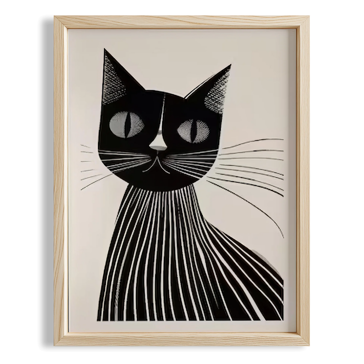 Kedi Portre II - Minimalist Çizgili