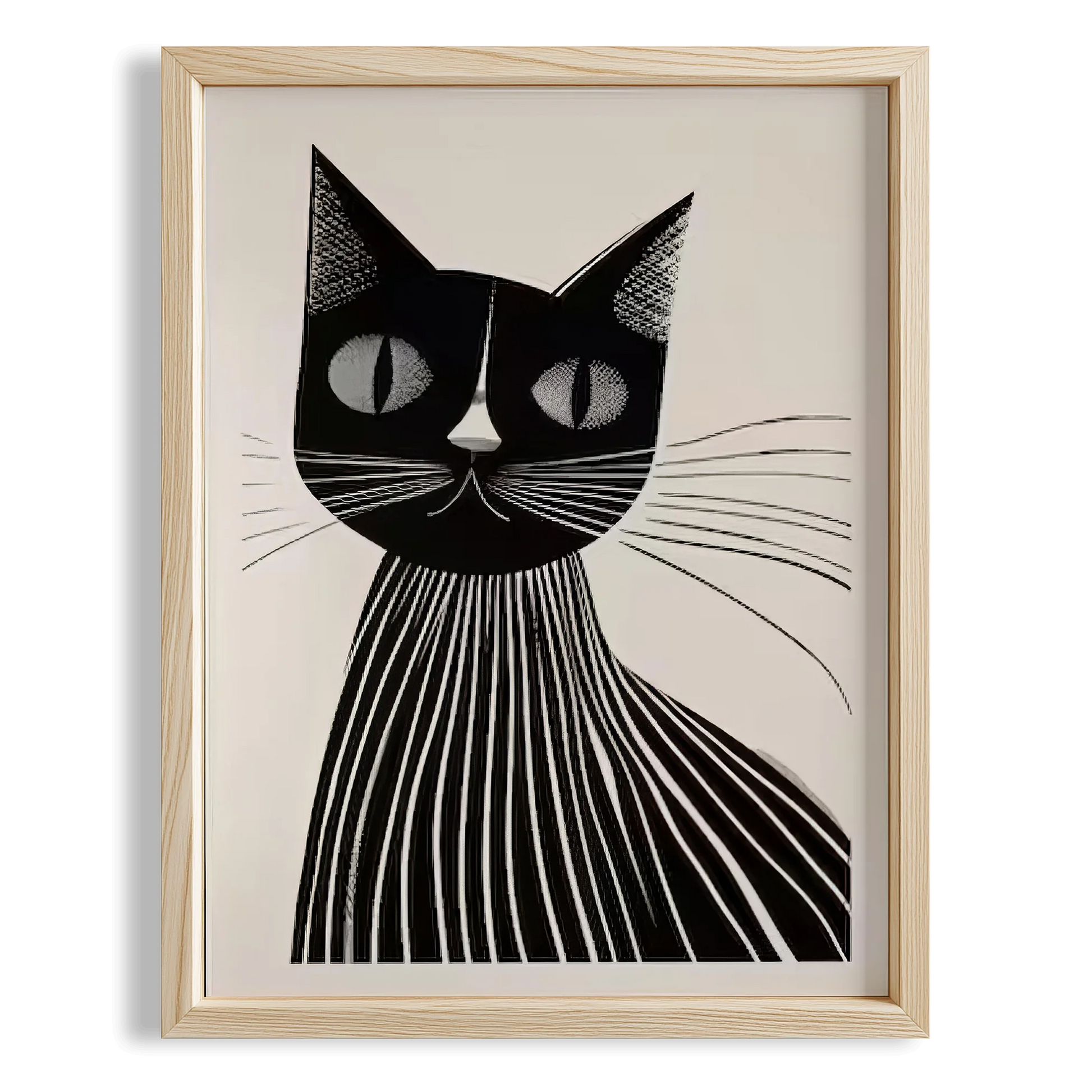 Kedi Portre II - Minimalist Çizgili