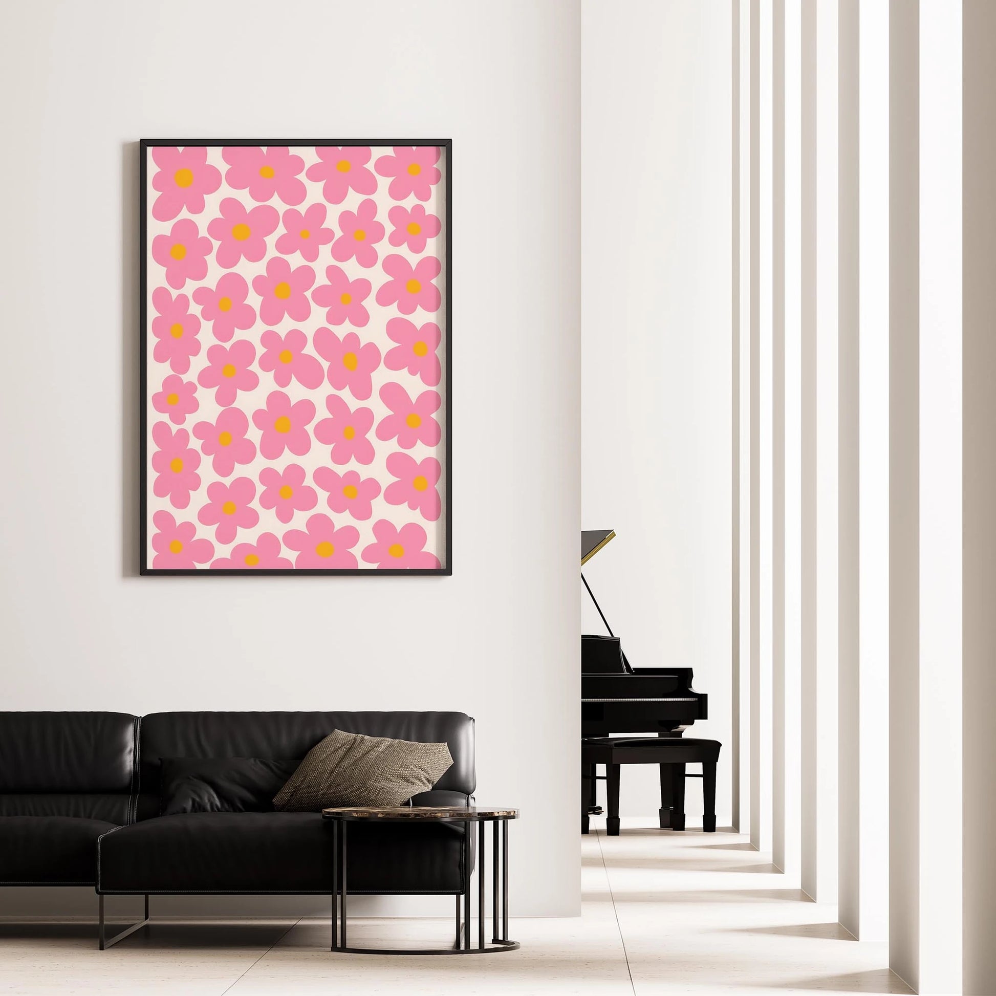 Matisse Kağıt Kesimleri Abstract Serisi Pembe Soyut Çiçekler I Duvar Tablosu