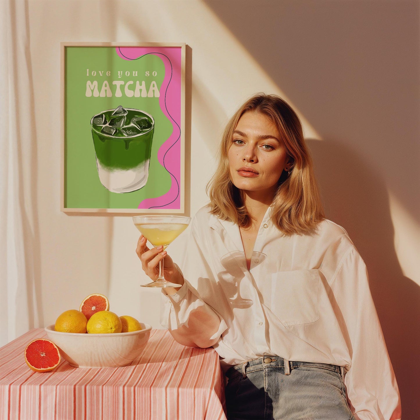 Love You So Matcha Latte Tipografi Mutfak Duvar Tablosu