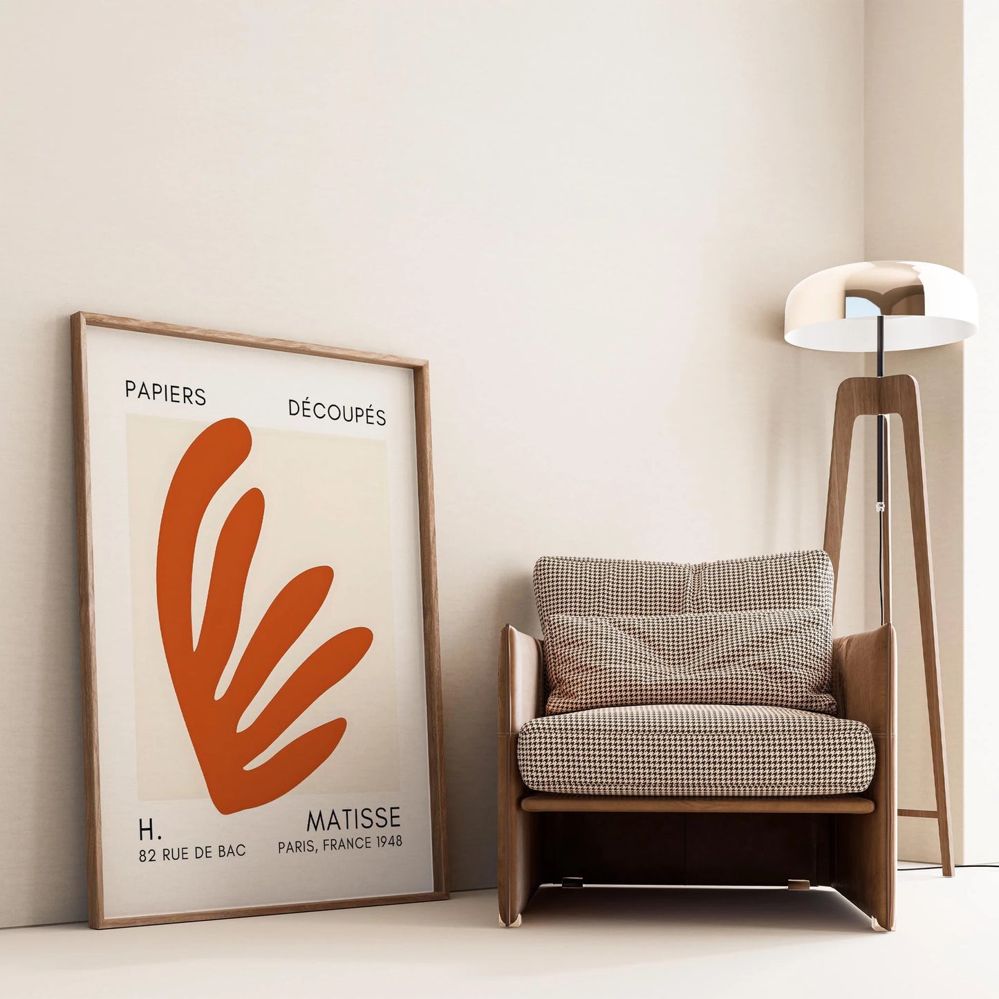 Matisse Kağıt Kesimleri Serisi Terracotta Soyut Yaprak I Duvar Tablosu