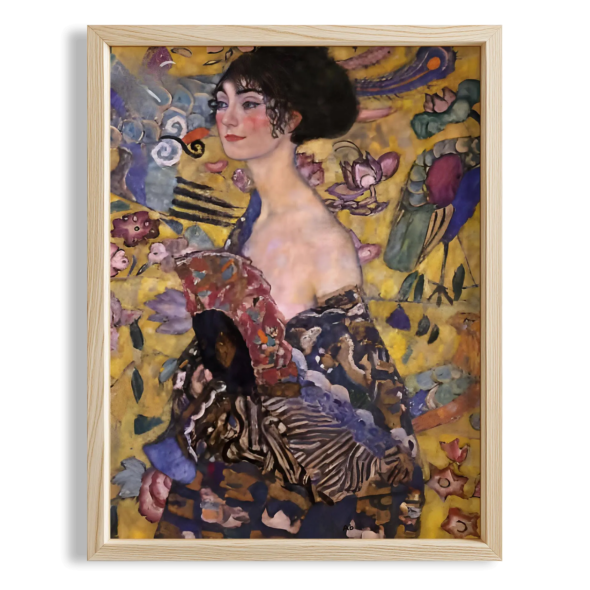 Yelpazeli Kadın - Gustav Klimt Ahşap Duvar Tablosu