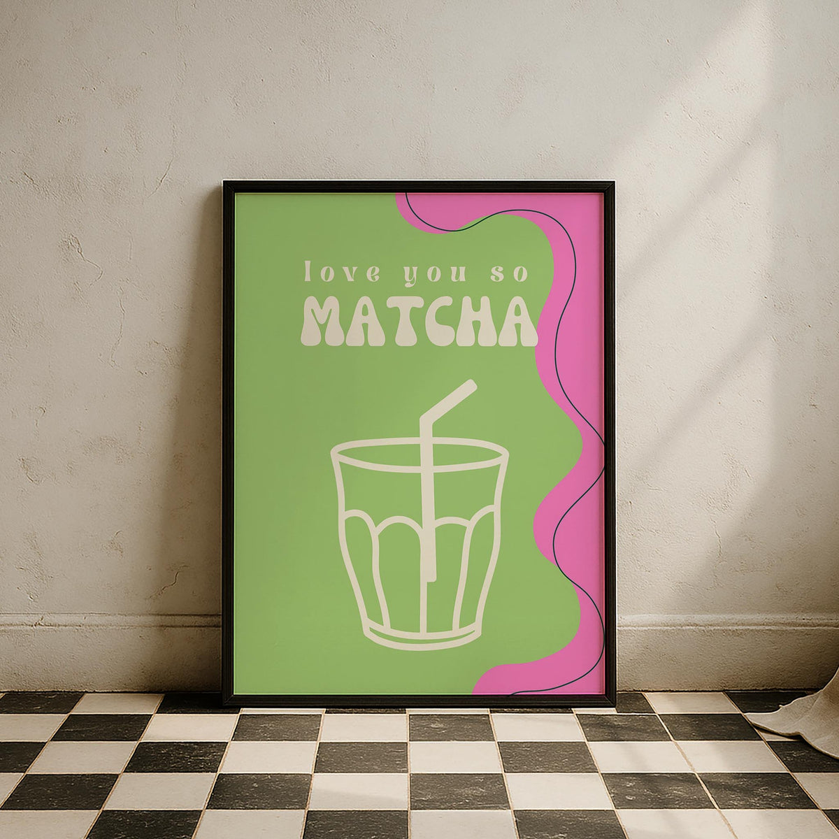 Love You So Matcha Çayı Tipografi Mutfak Duvar Tablosu