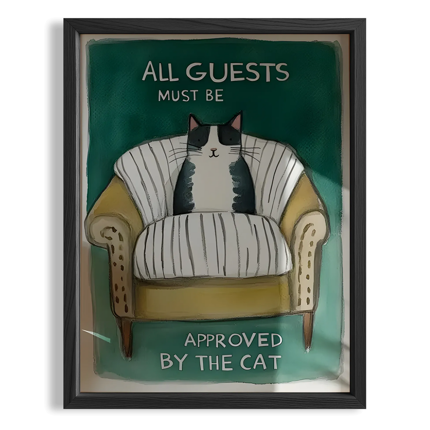 Kedi Baskı I - "All Guests Must Be Approved by the Cat" (Siyah Kedi)