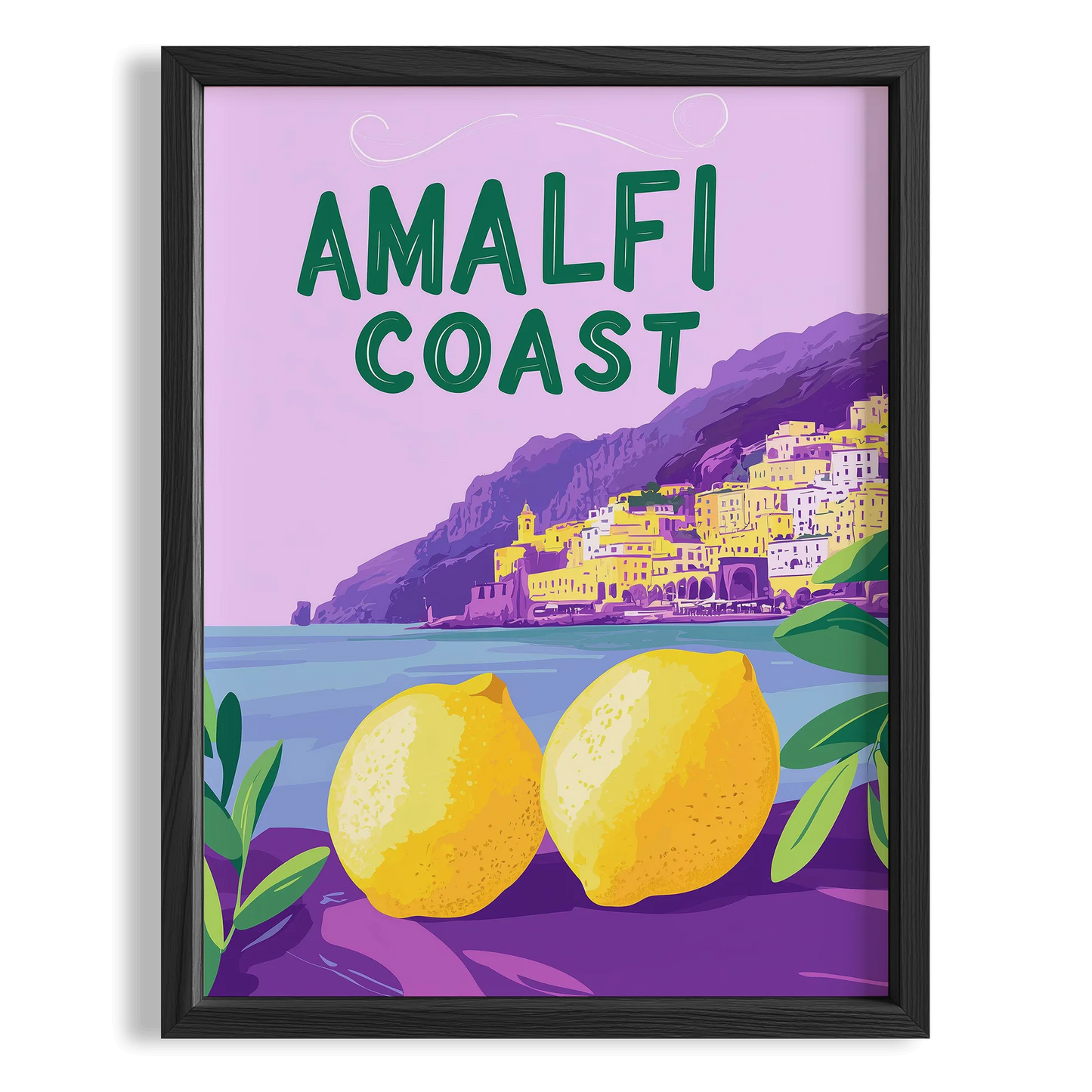 Amalfi Coast Limonlar İllüstrasyonu İtalya Koleksiyonu Mutfak Duvar Tablosu