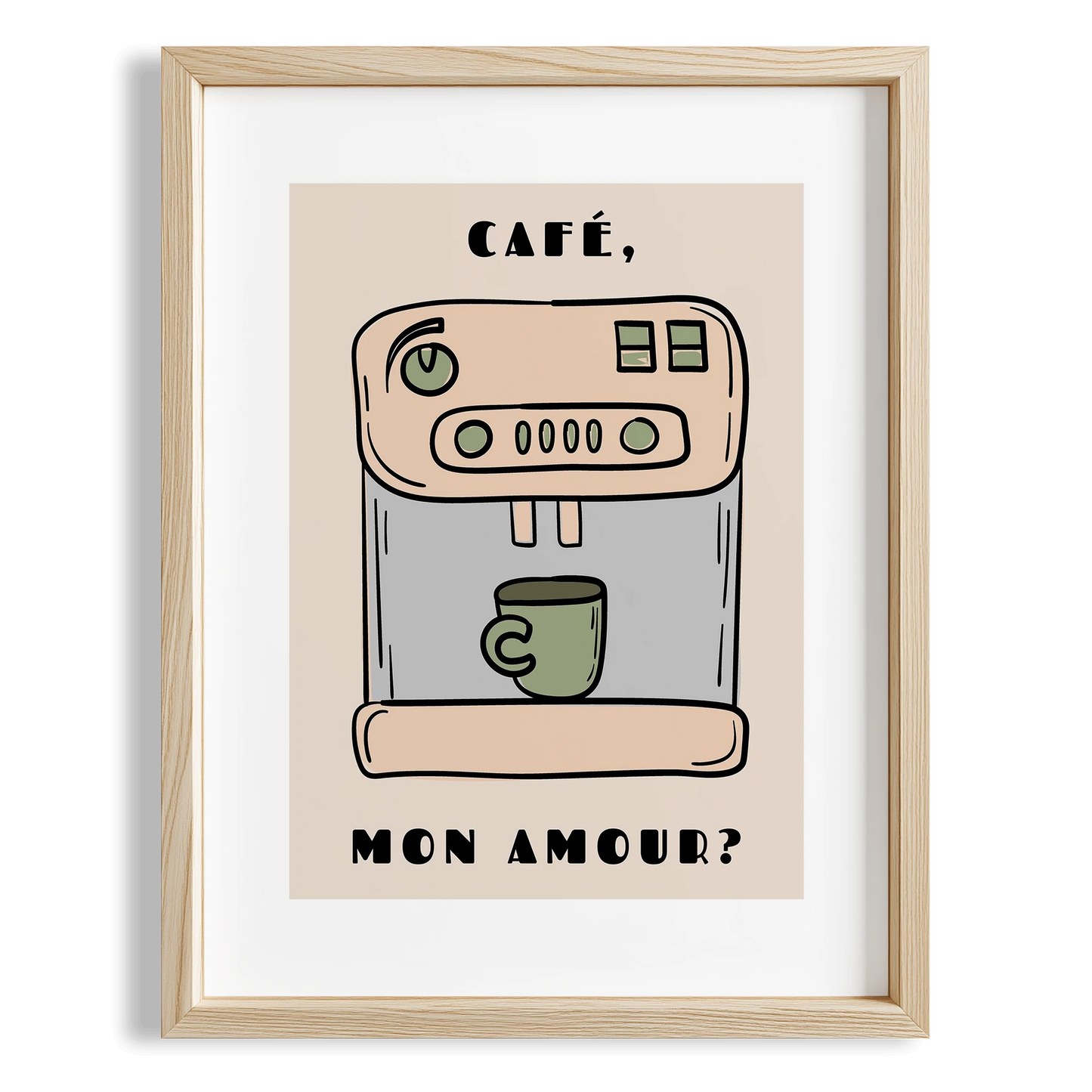 Cafe Mon Amour Kahve Makinesi Mutfak Duvar Tablosu