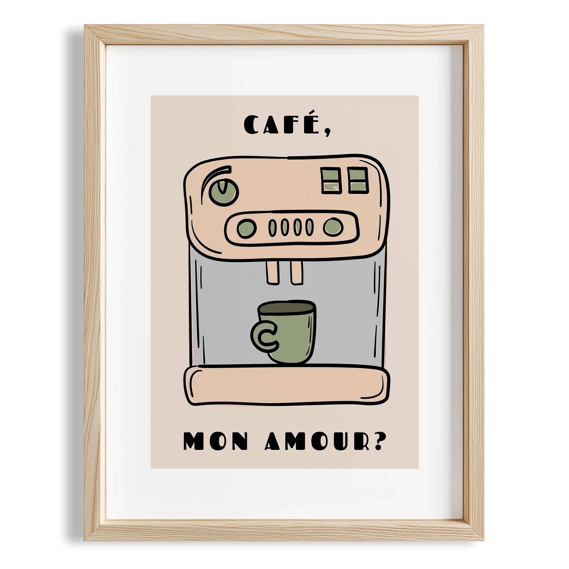 Cafe Mon Amour Kahve Makinesi Mutfak Duvar Tablosu