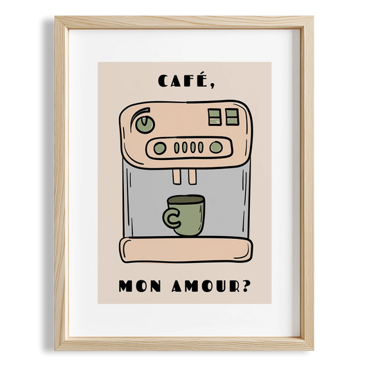 Cafe Mon Amour Kahve Makinesi Mutfak Duvar Tablosu