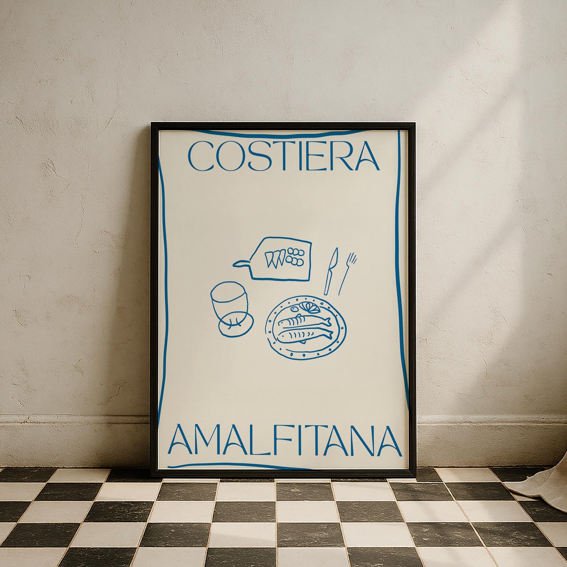 Costiera Amalfitana Sofra İtalyanca Tipografi Mutfak Duvar Tablosu II