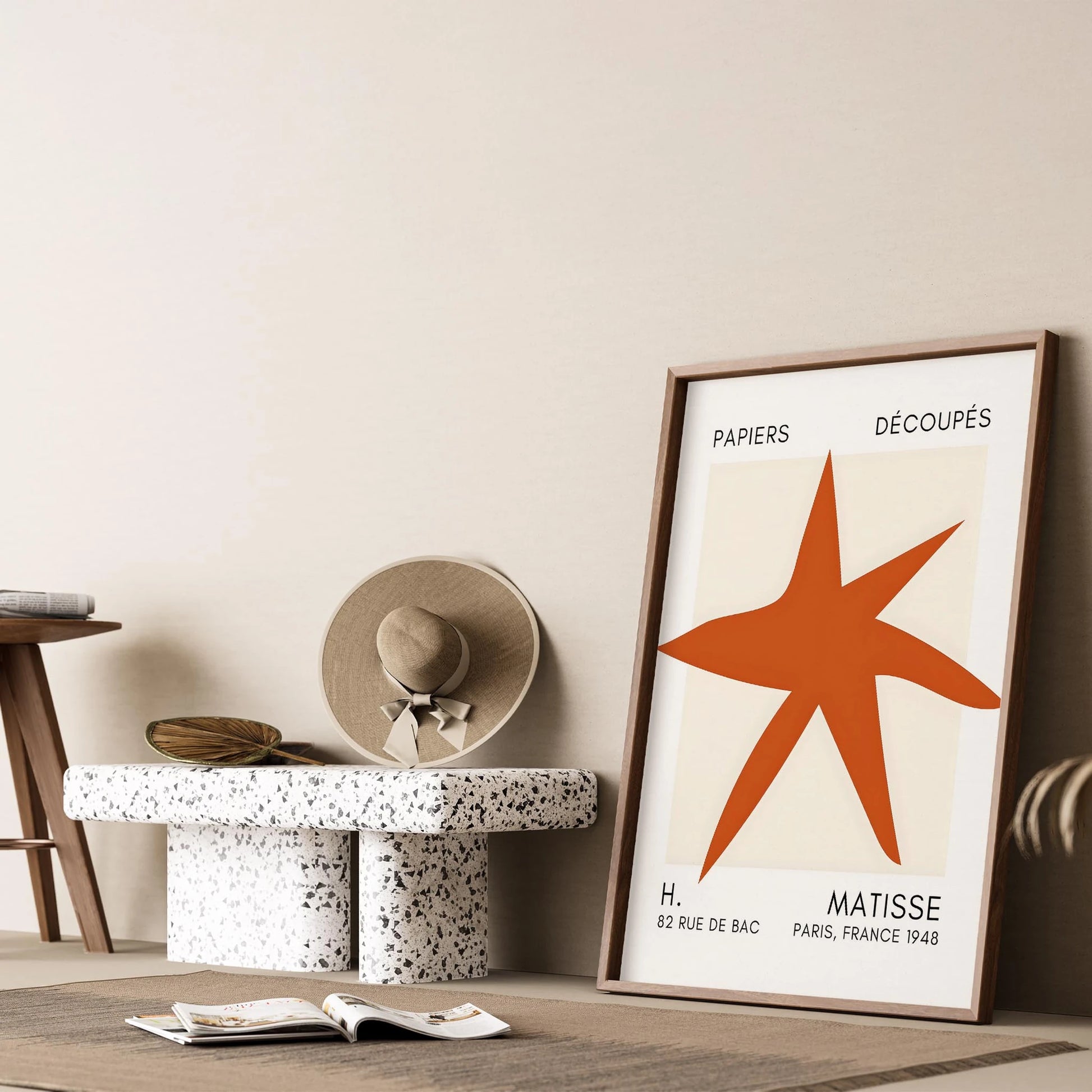 Matisse Kağıt Kesimleri Serisi Terracotta Soyut Yıldız I Duvar Tablosu