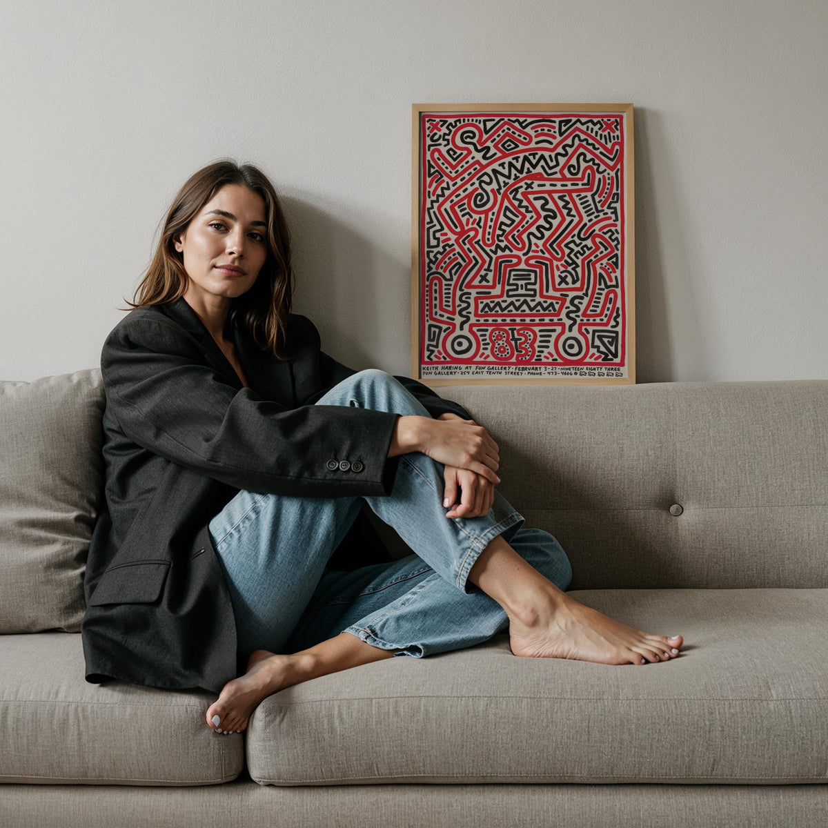 Kırmızı Labirent - Keith Haring Ahşap Duvar Tablosu