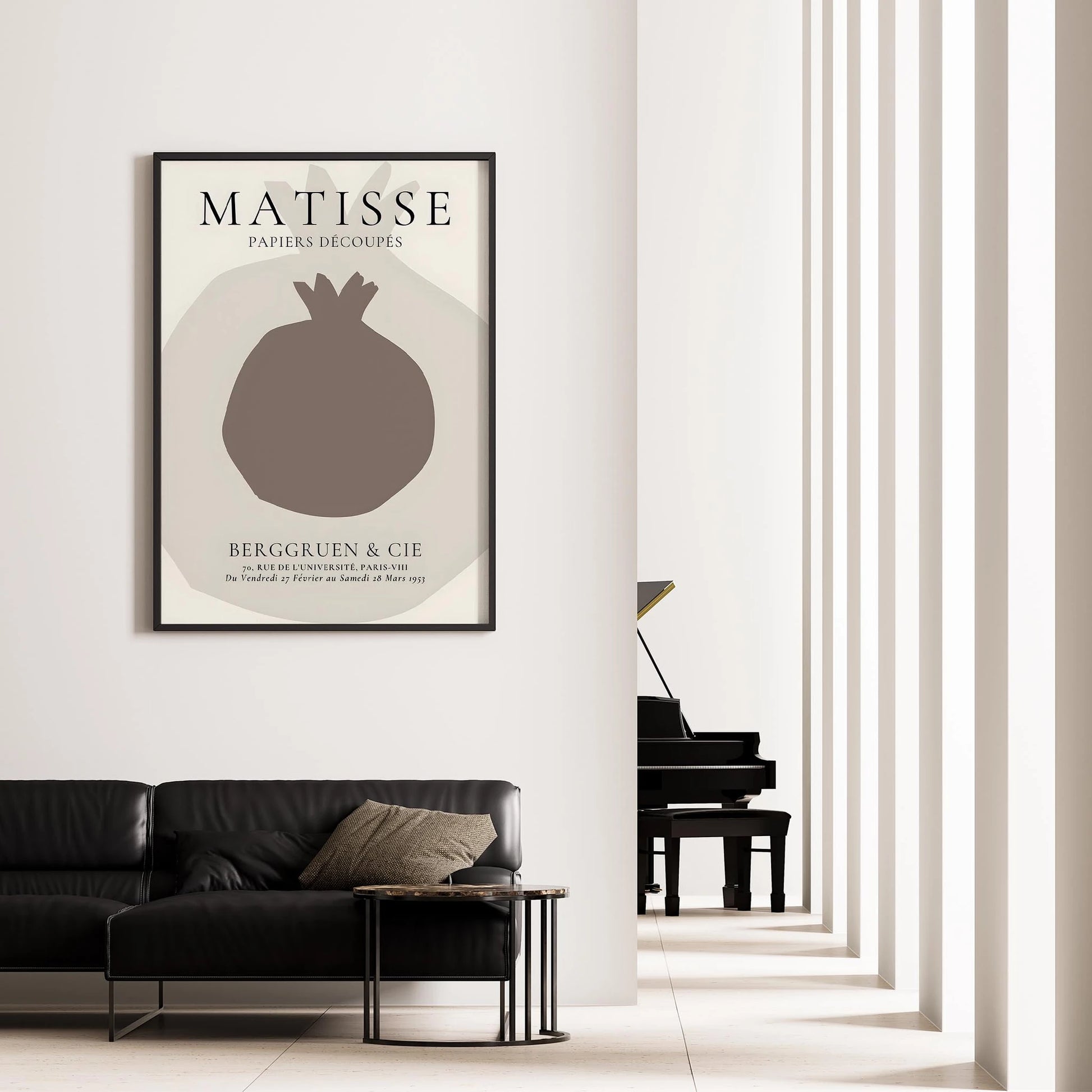 Matisse Kağıt Kesimleri Serisi Minimalist Bej Nar Figürü I Duvar Tablosu