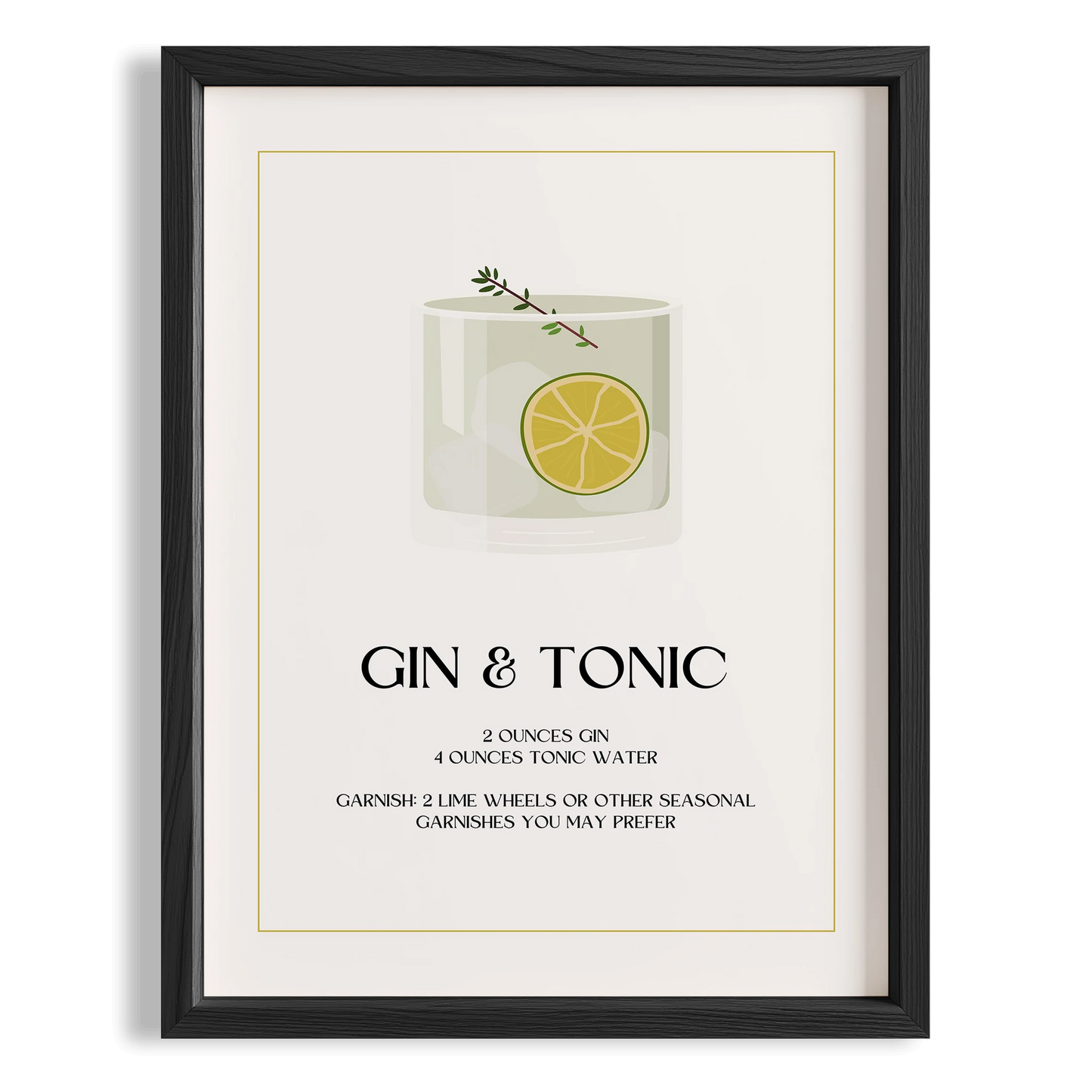 Gin & Tonic Kokteyli Minimal Mutfak Duvar Tablosu