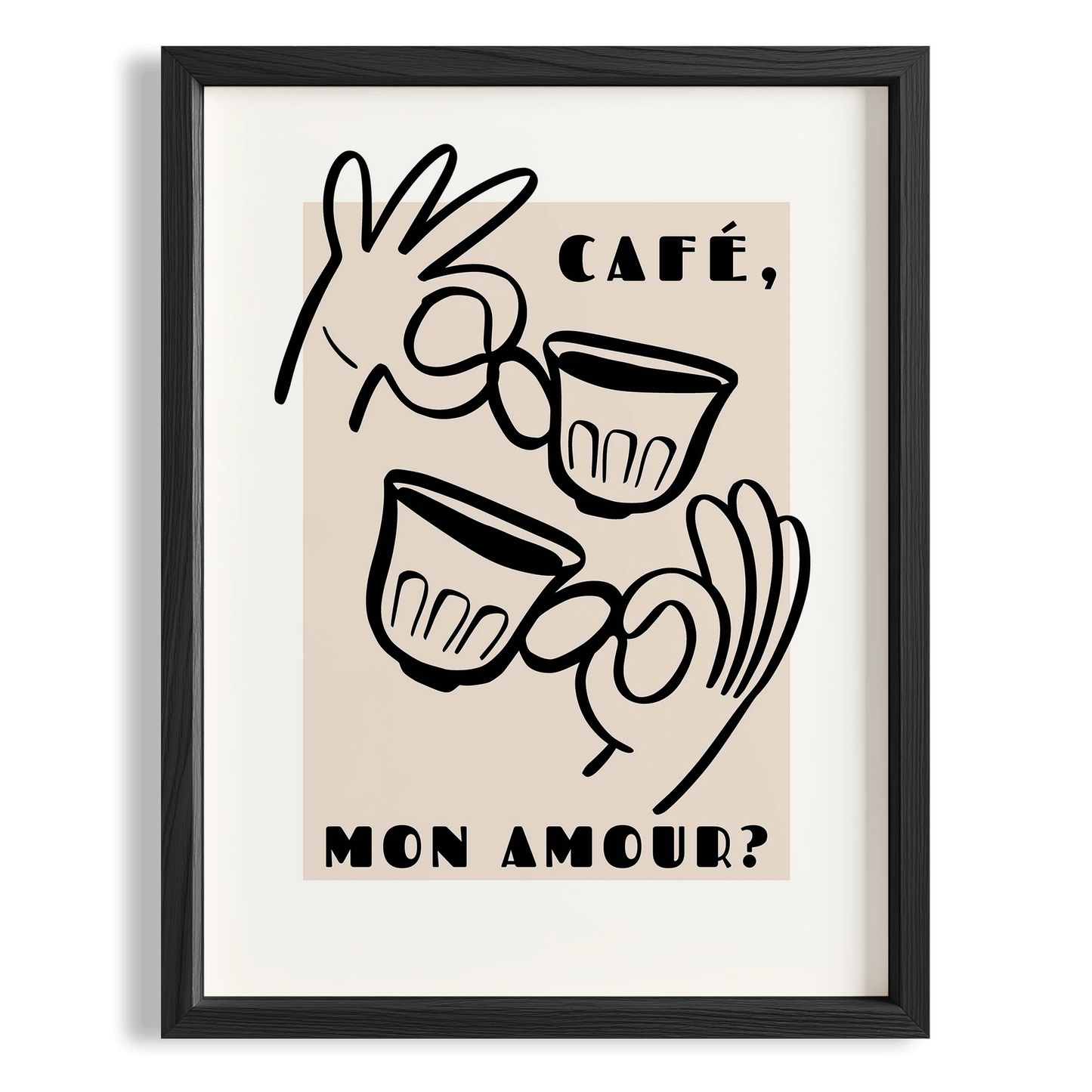 Café Mon Amour Fransız Minimal Çizimler Mutfak Duvar Tablosu II