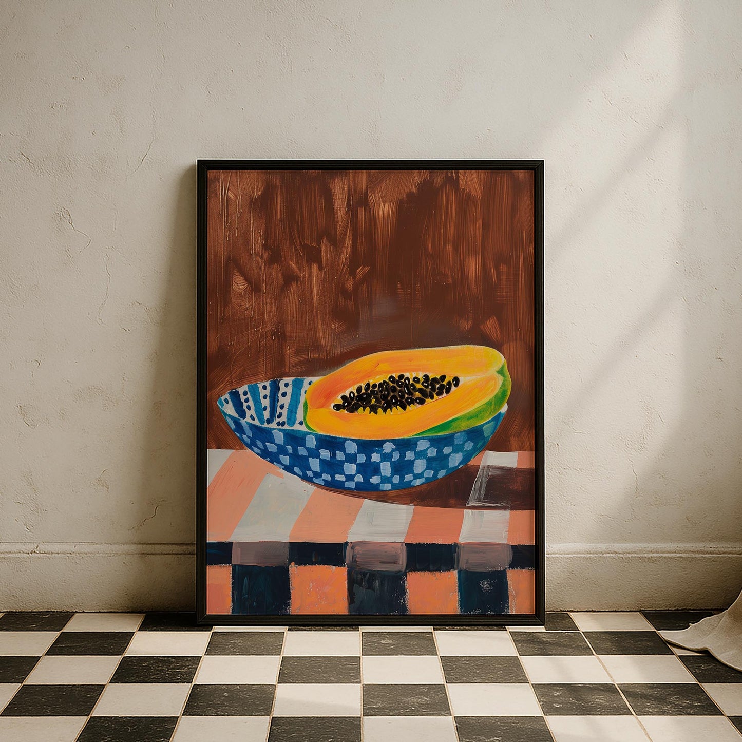 Papaya ve Seramik Kase Akdeniz Koleksiyonu Mutfak Duvar Tablosu III