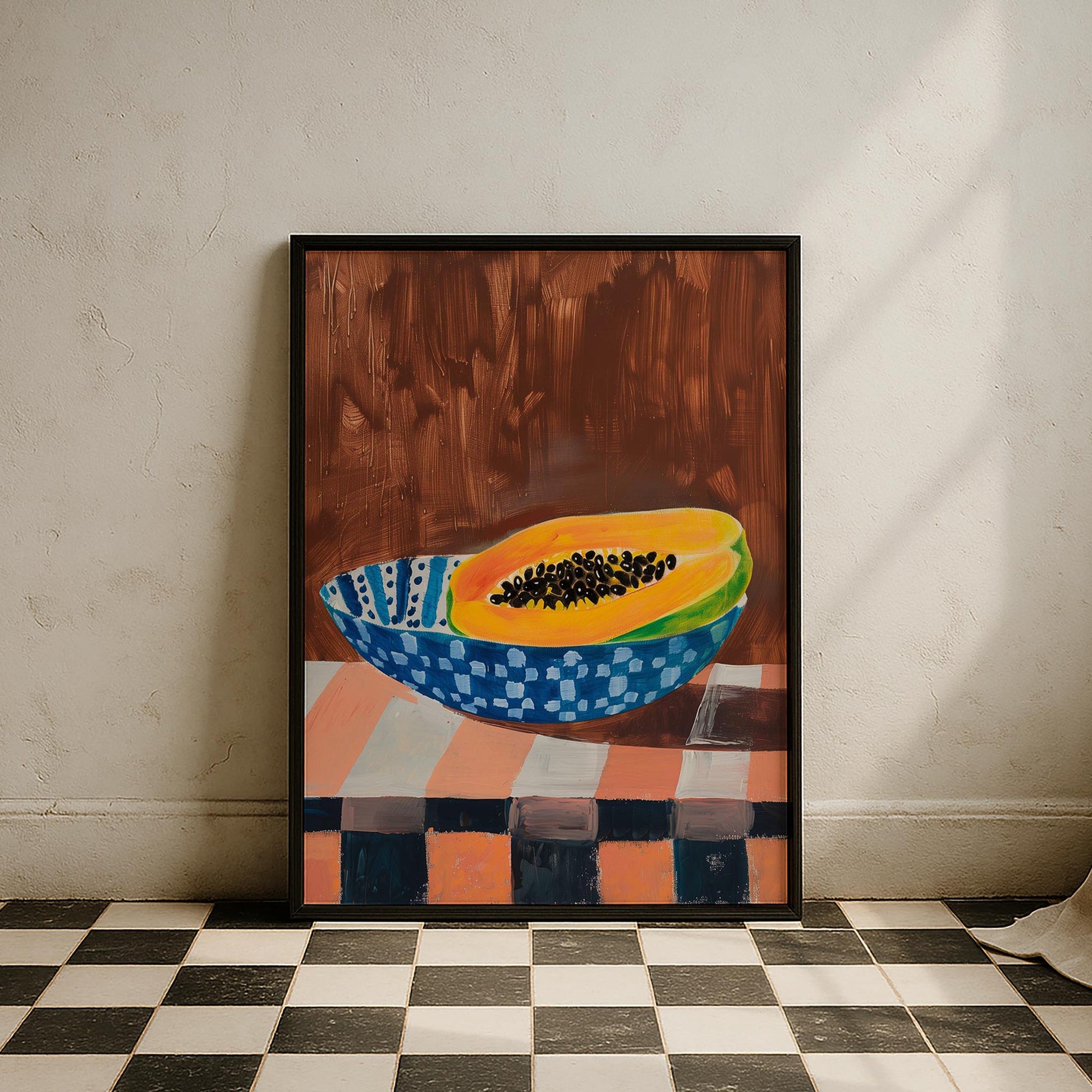 Papaya ve Seramik Kase Akdeniz Koleksiyonu Mutfak Duvar Tablosu III