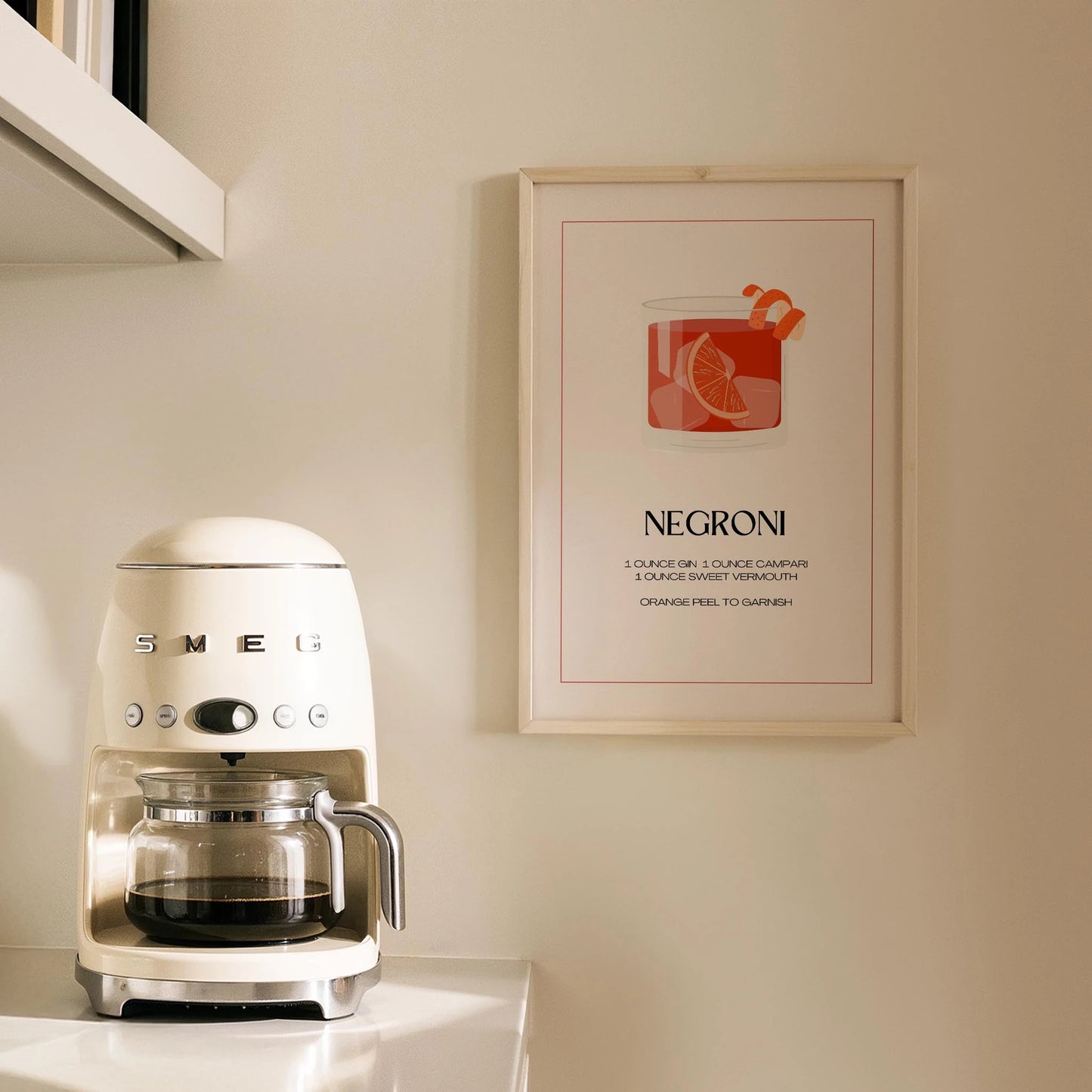 Negroni Kokteyli Minimal Mutfak Duvar Tablosu