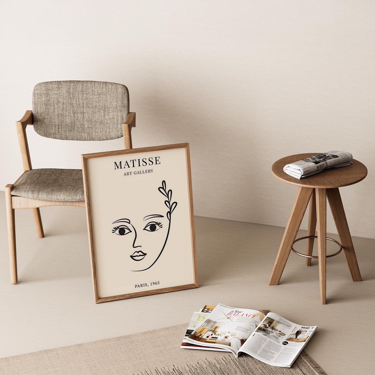 Matisse Kağıt Kesimleri Minimalist Çizgi Sanatı Estetik Kadın Portresi II Duvar Tablosu