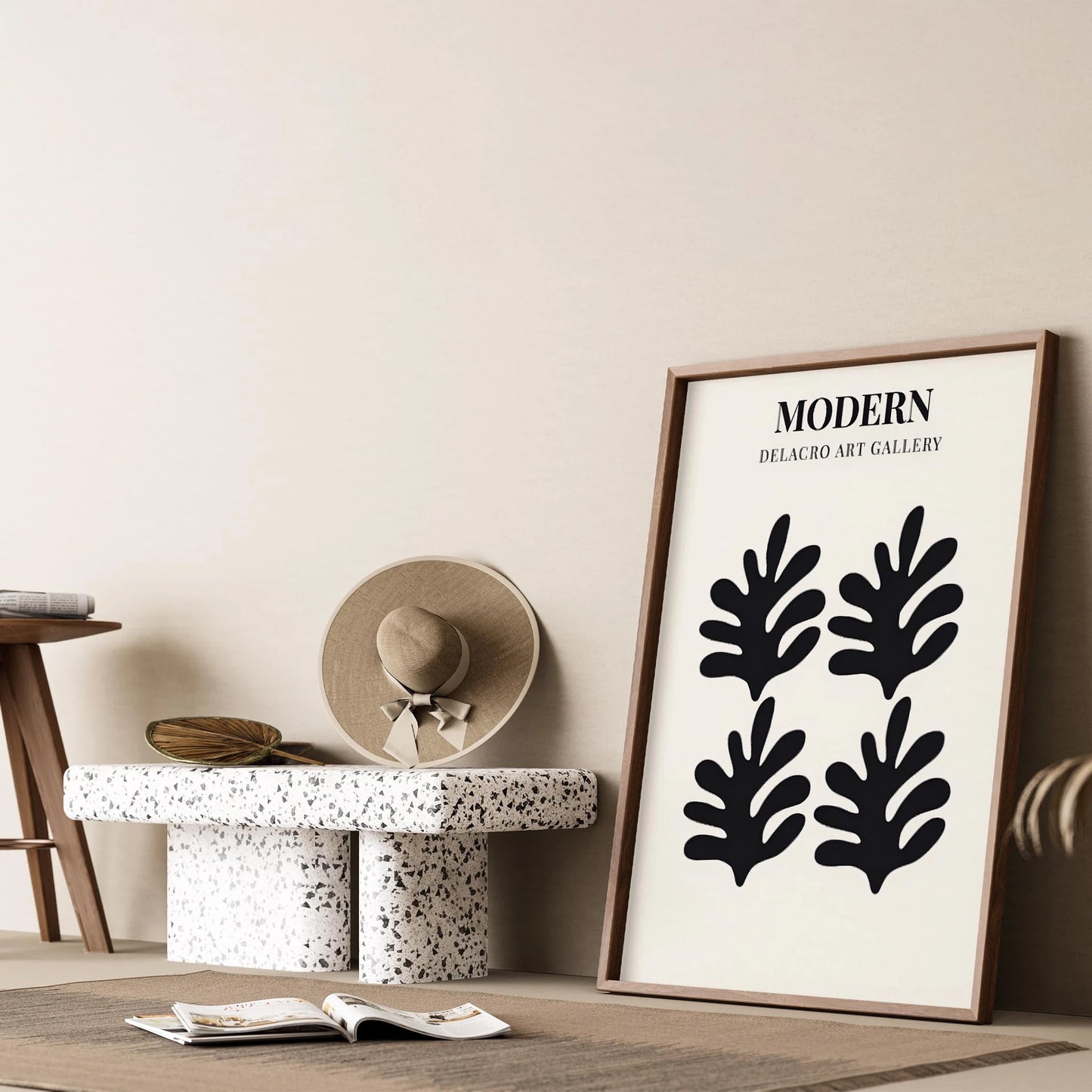 Matisse Kağıt Kesimleri Serisi Siyah Minimalist Soyut Dallar I Duvar Tablosu