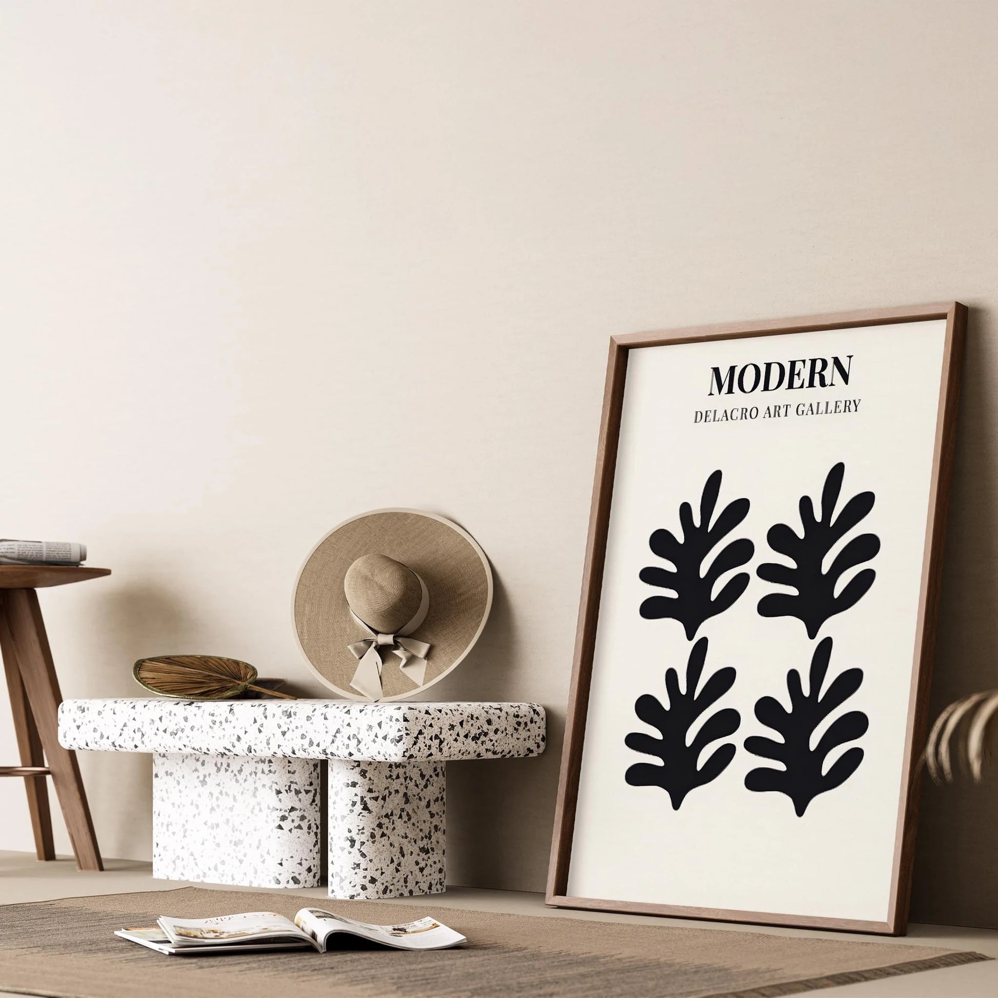 Matisse Kağıt Kesimleri Serisi Siyah Minimalist Soyut Dallar I Duvar Tablosu