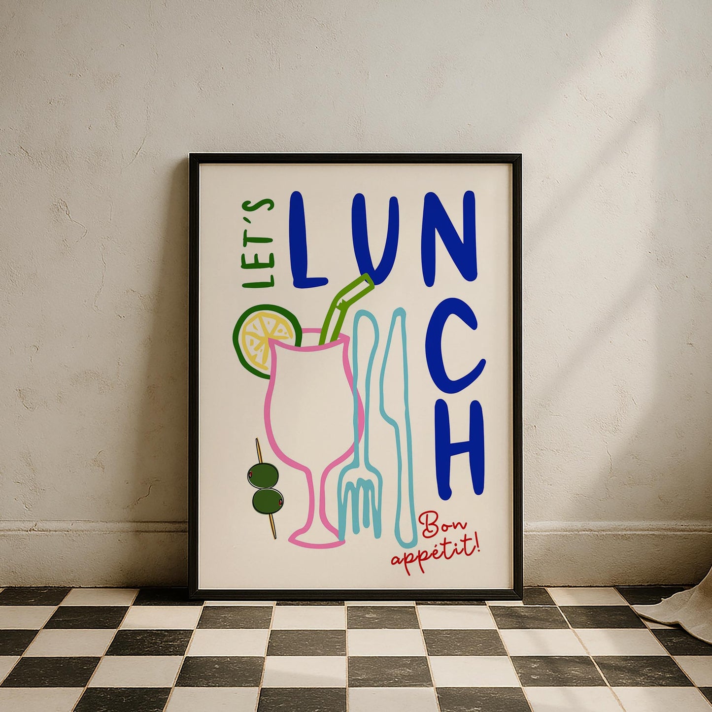 Let's Lunch Tipografi Mutfak Duvar Tablosu