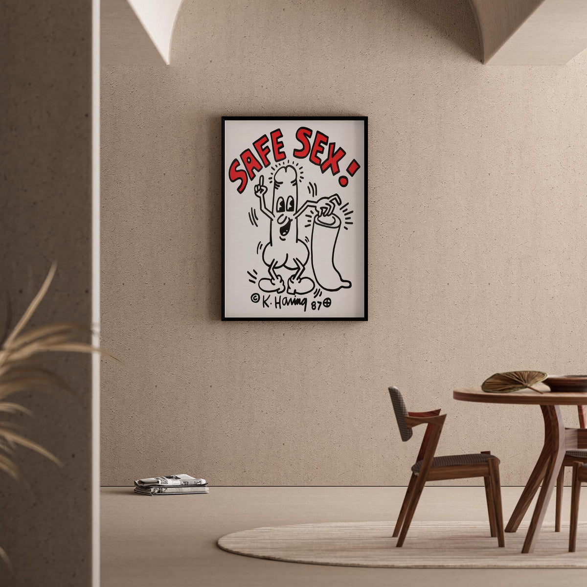 Güvenli Cinsellik - Keith Haring Ahşap Duvar Tablosu