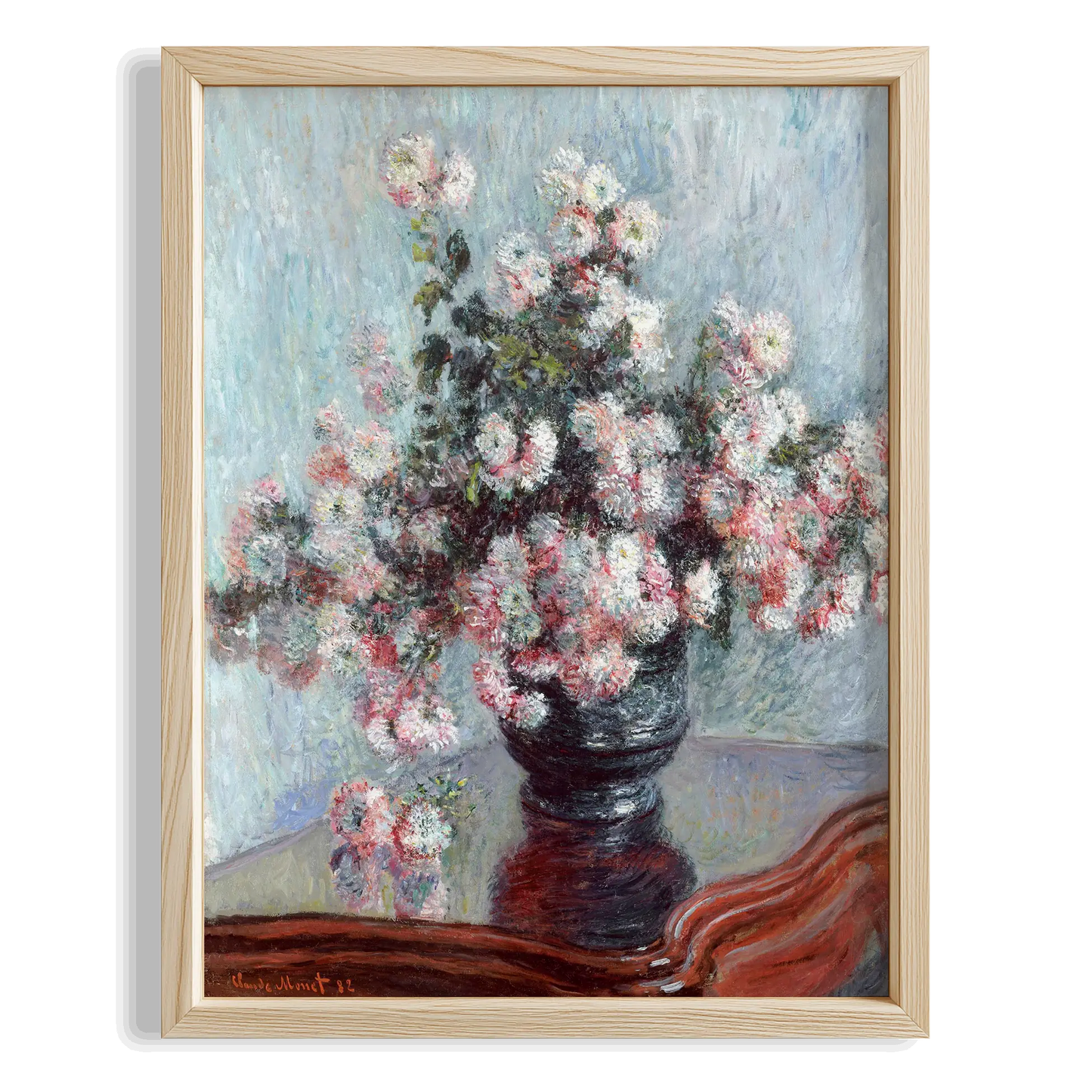 Vazoda Çiçekler - Claude Monet Ahşap Duvar Tablosu