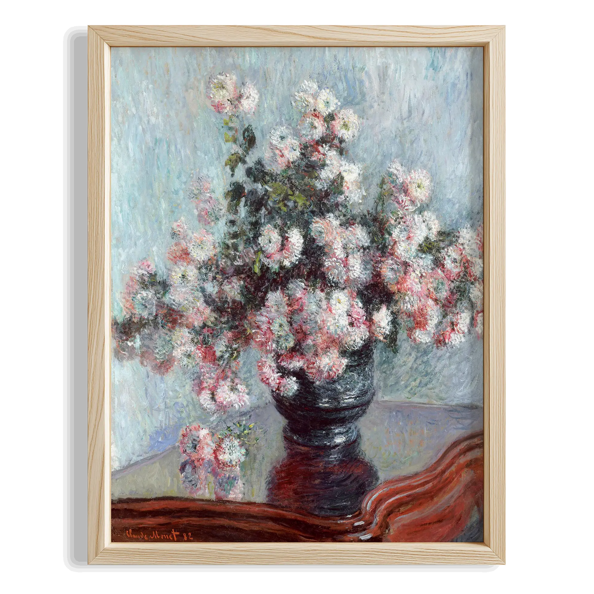 Vazoda Çiçekler - Claude Monet Ahşap Duvar Tablosu