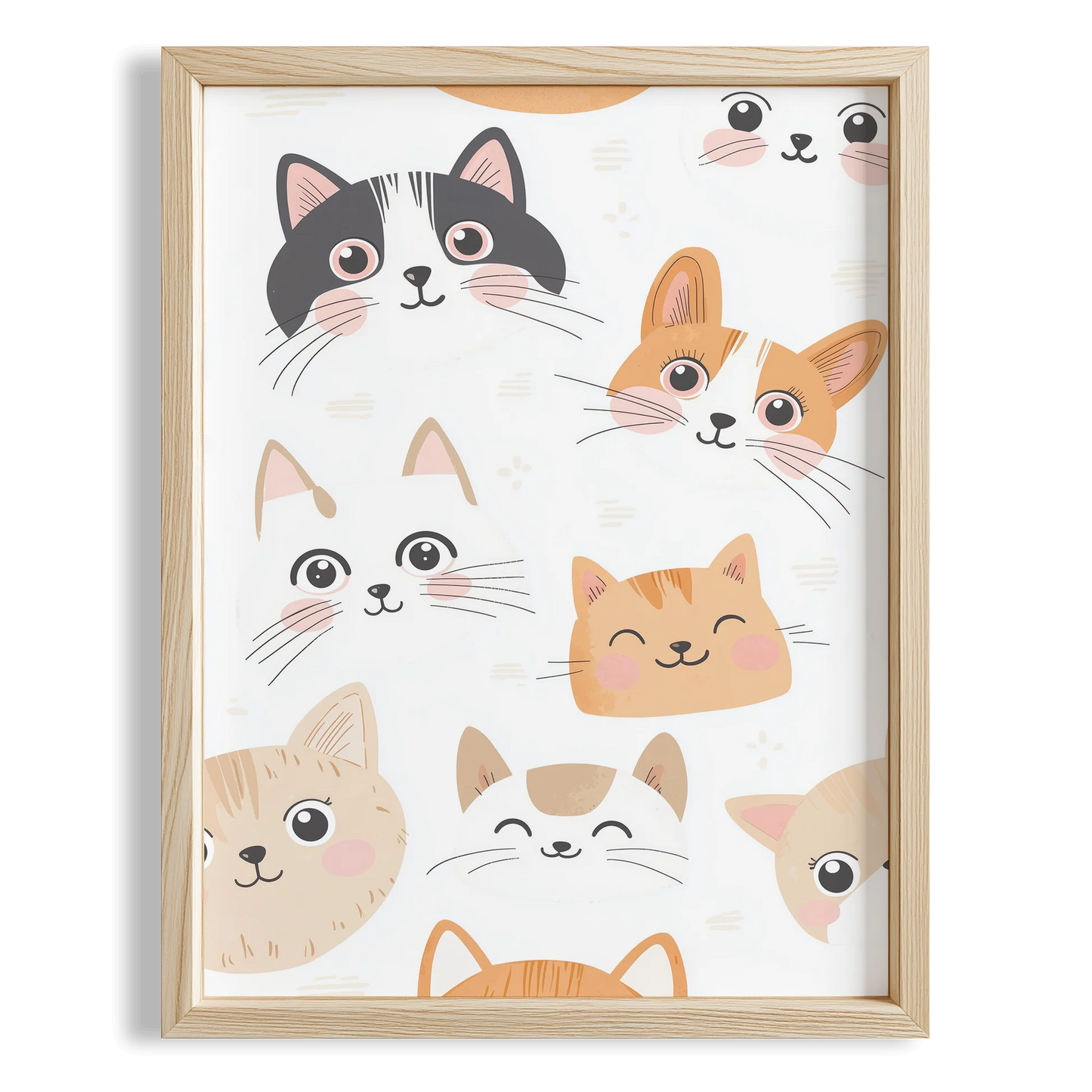 Kedi Yüzleri Çocuk Odası Ahşap Tablo