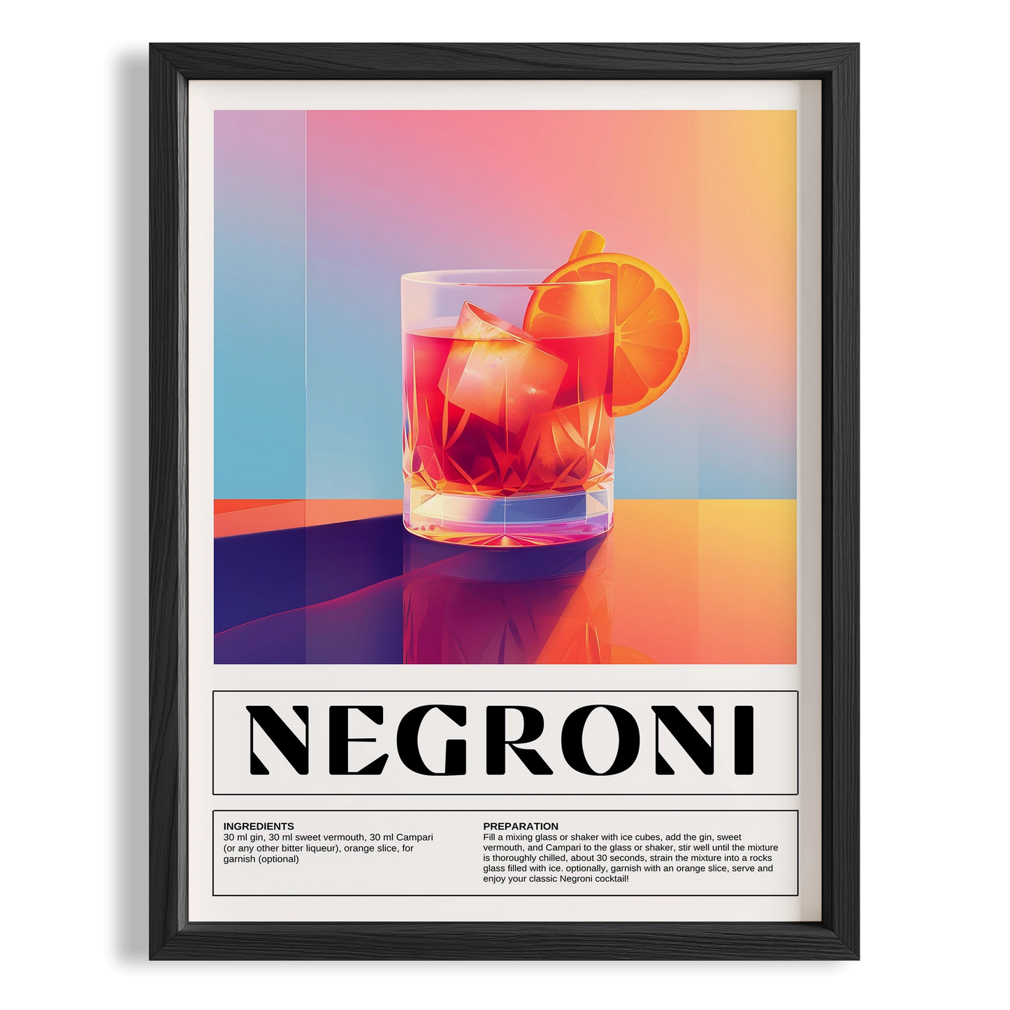 Negroni Kokteyl Tarifi Mutfak Duvar Tablosu