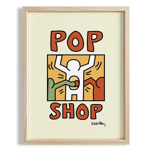 Pop Shop (Turuncu) - Keith Haring Ahşap Duvar Tablosu