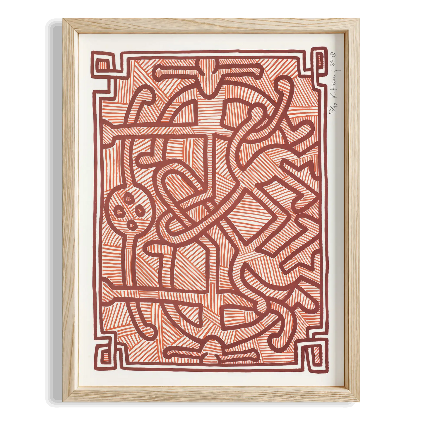 Labirent Deseni - Keith Haring Ahşap Duvar Tablosu