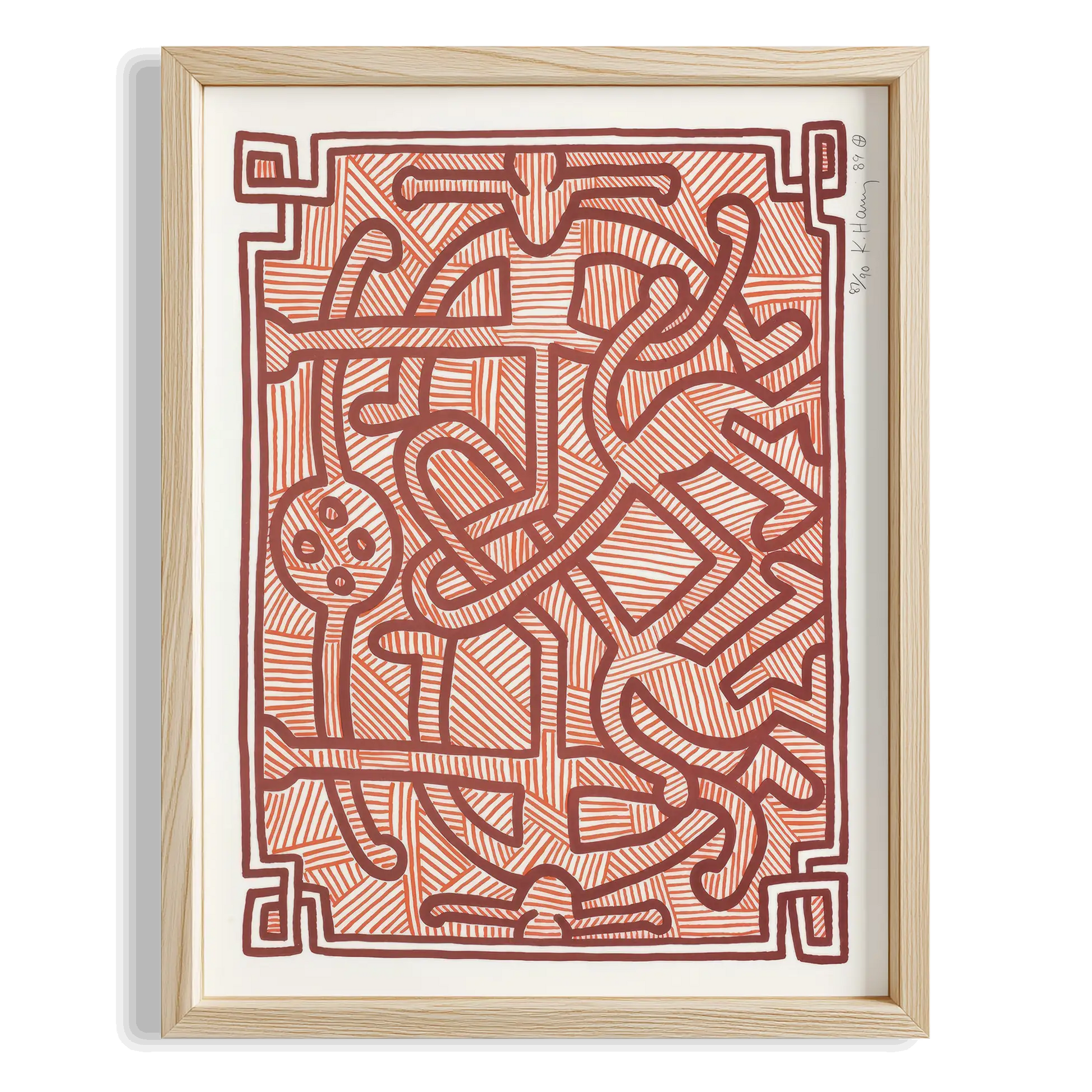 Labirent Deseni - Keith Haring Ahşap Duvar Tablosu
