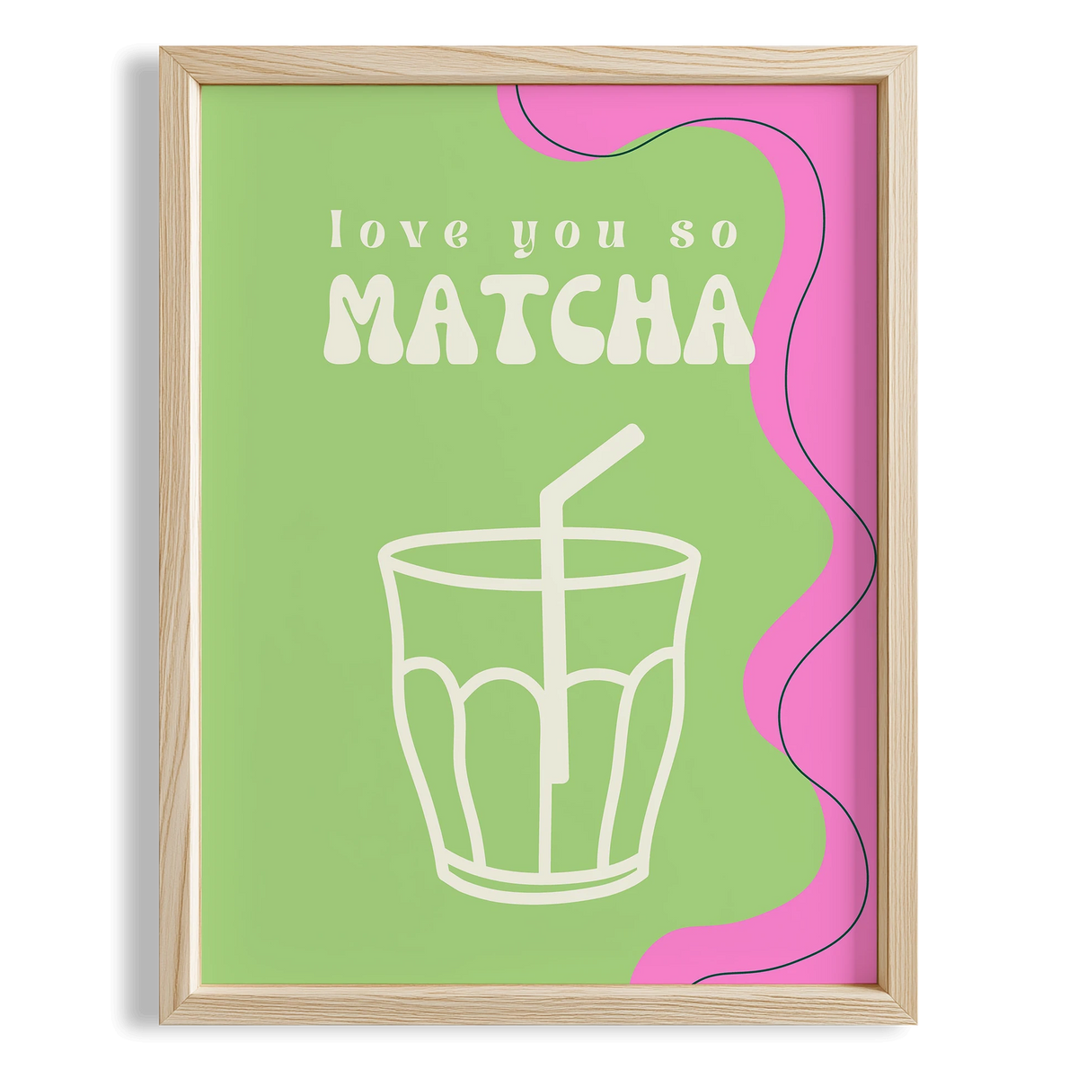 Love You So Matcha Çayı Tipografi Mutfak Duvar Tablosu